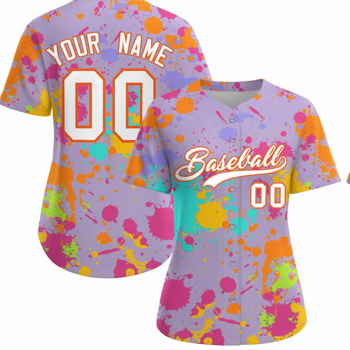Custom Light Purple Graffiti Fashion Baseball Jersey For Women