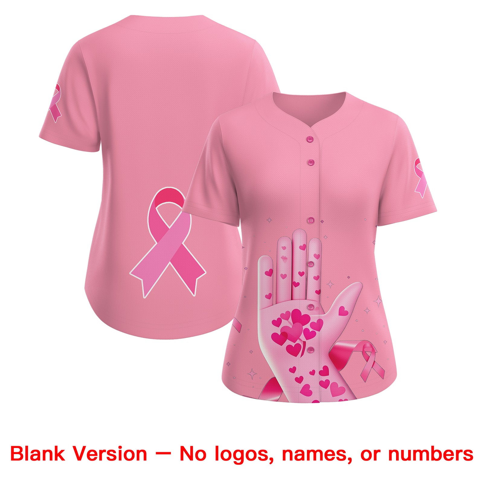 Custom Light Pink Pink Breast Cancer Awareness Month Pink Ribbon Authentic Baseball Jersey for Women