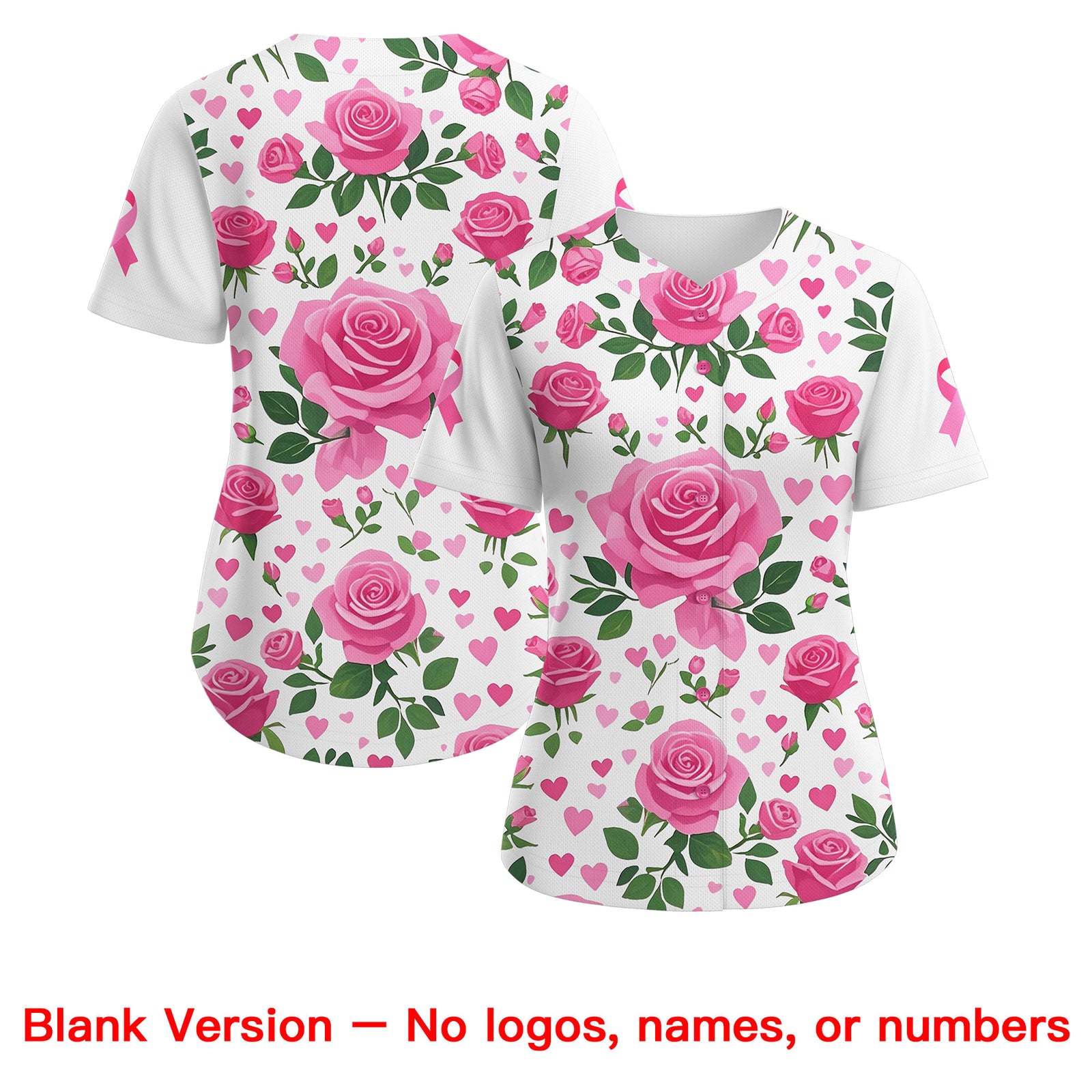 Custom White Black Breast Cancer Awareness Month Pink Ribbon Authentic Baseball Jersey for Women