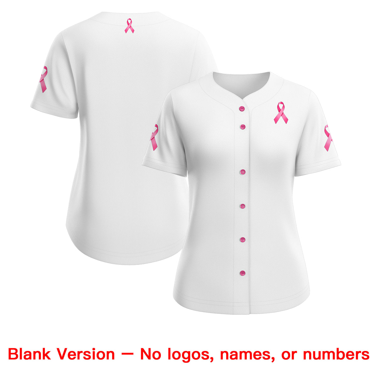 Custom White Pink Breast Cancer Awareness Month Pink Ribbon Authentic Baseball Jersey for Women
