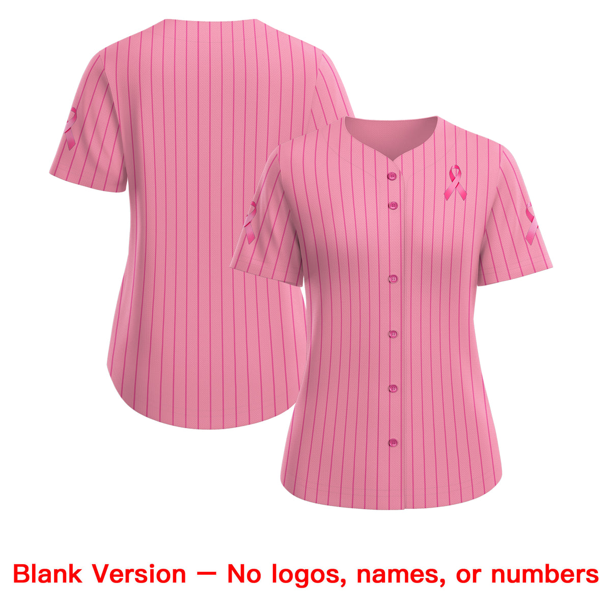 Custom Light Pink Pink Breast Cancer Awareness Month Pink Ribbon Authentic Baseball Jersey for Women