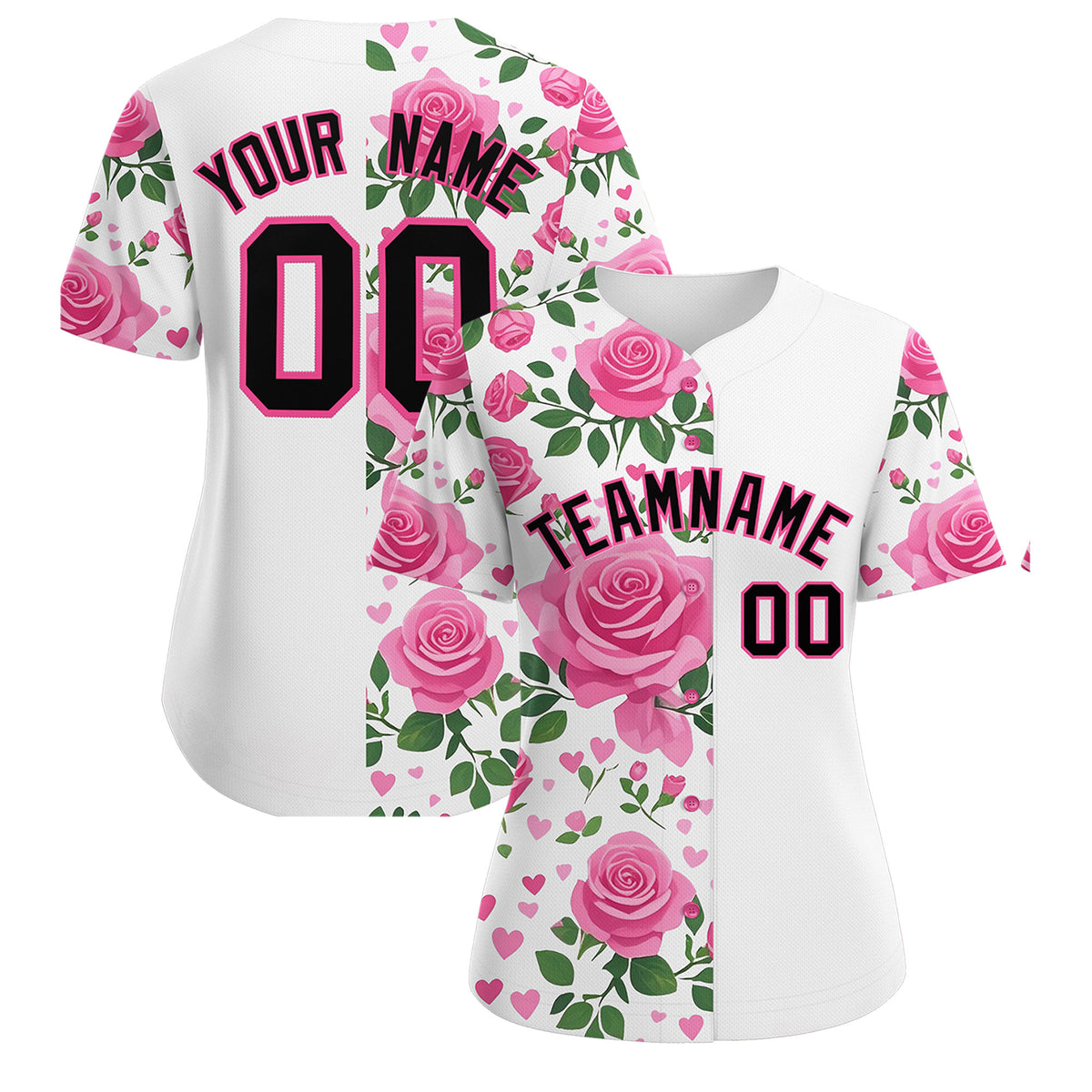 Custom White Black Breast Cancer Awareness Month Pink Ribbon Authentic Baseball Jersey for Women