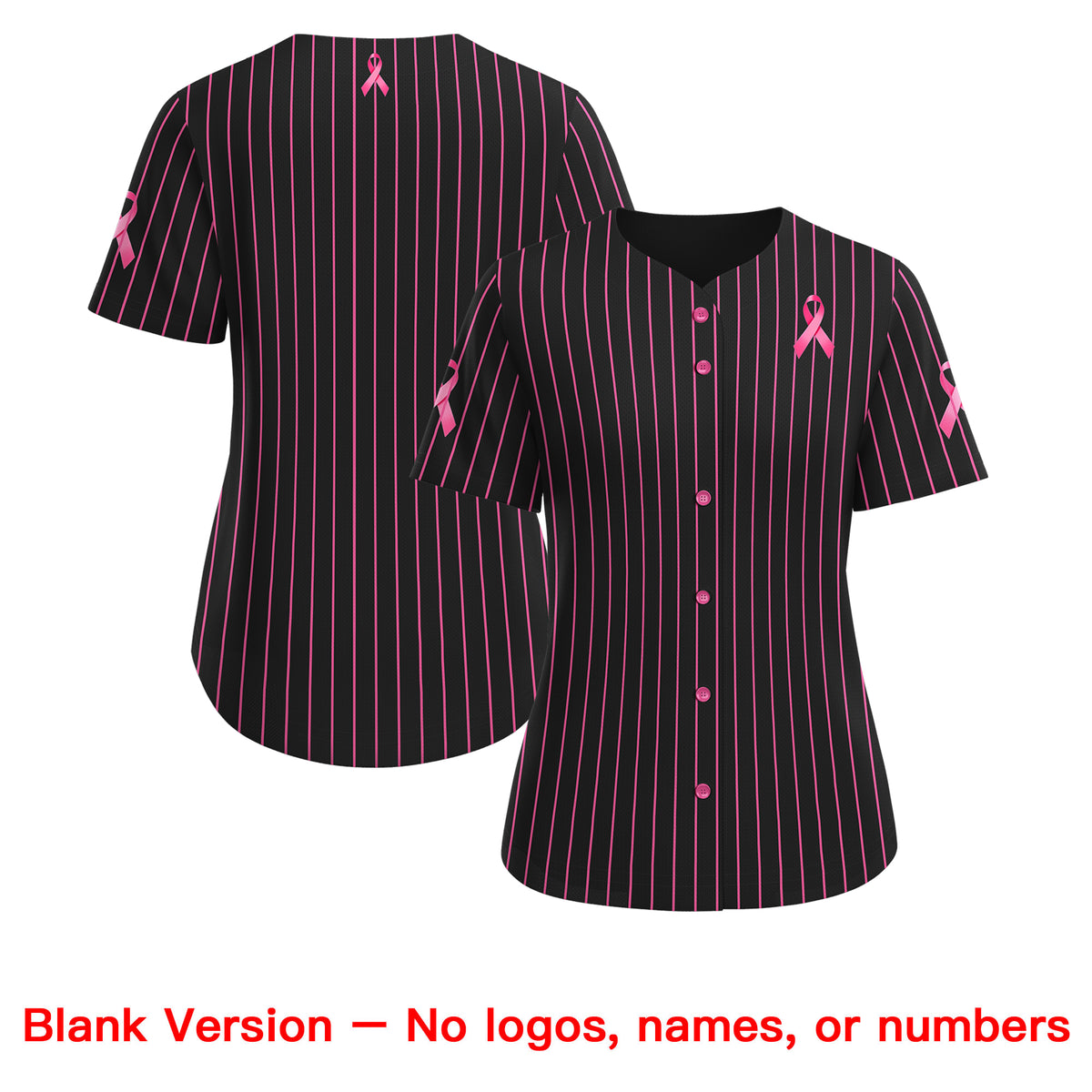 Custom Black Pink Breast Cancer Awareness Month Pink Ribbon Authentic Baseball Jersey for Women