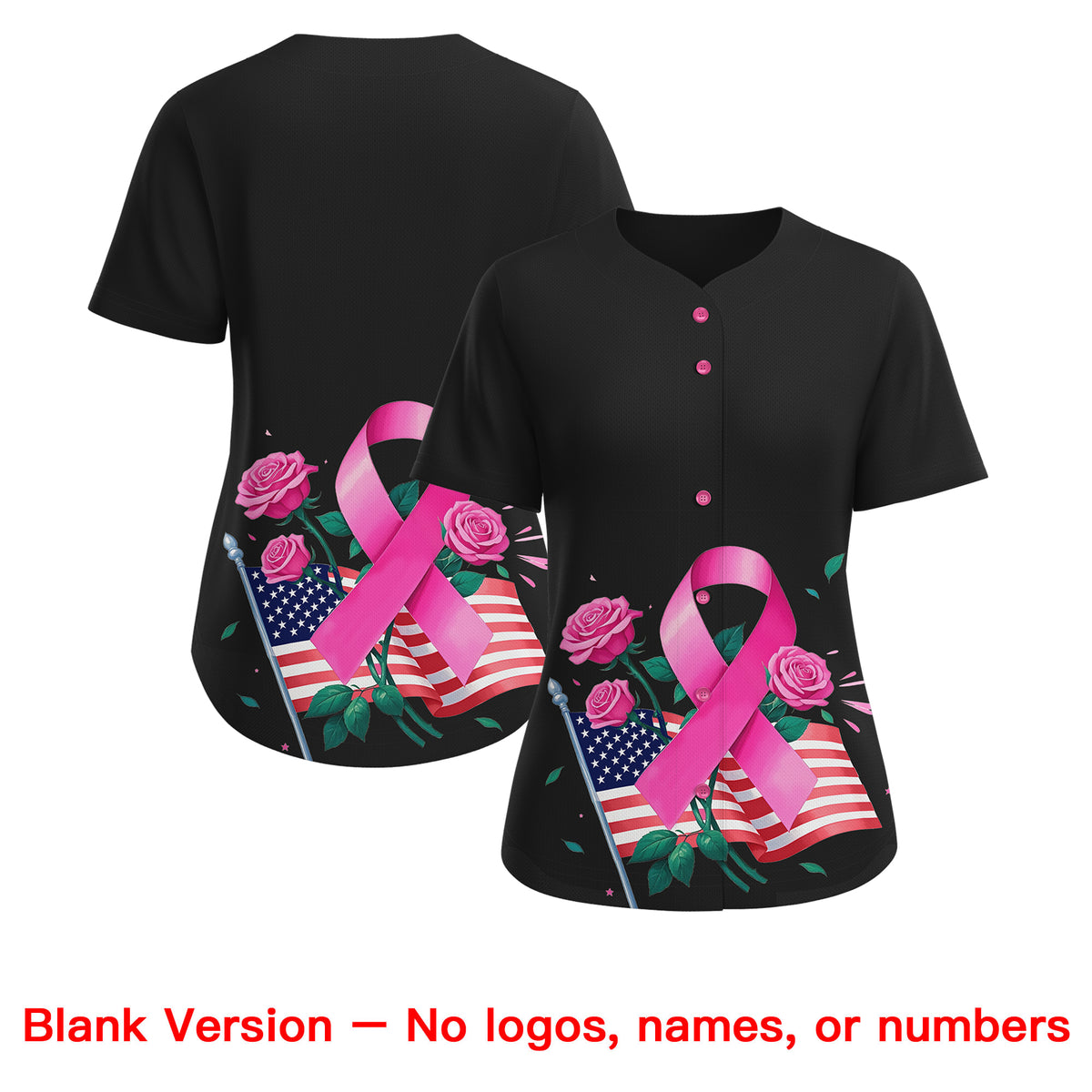 Custom Black Pink Breast Cancer Awareness Month Pink Ribbon Authentic Baseball Jersey for Women| KXKSHOP