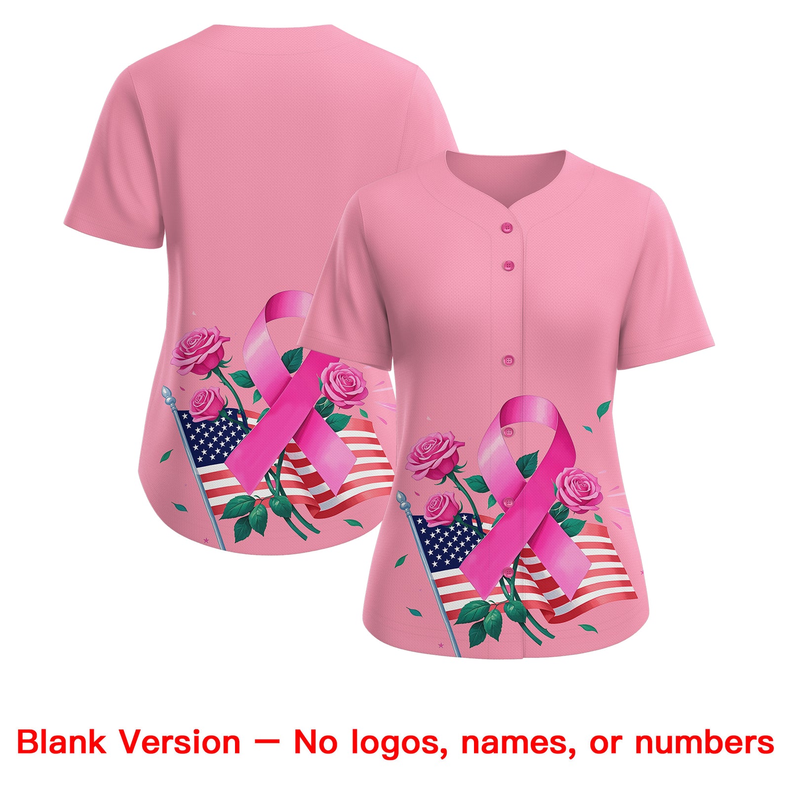 Custom Light Pink Pink Breast Cancer Awareness Month Pink Ribbon Authentic Baseball Jersey for Women| KXKSHOP