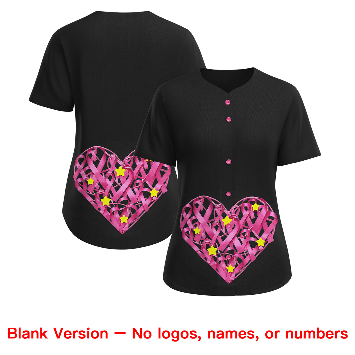 Custom Black Pink Breast Cancer Awareness Month Pink Ribbon Authentic Baseball Jersey for Women| KXKSHOP