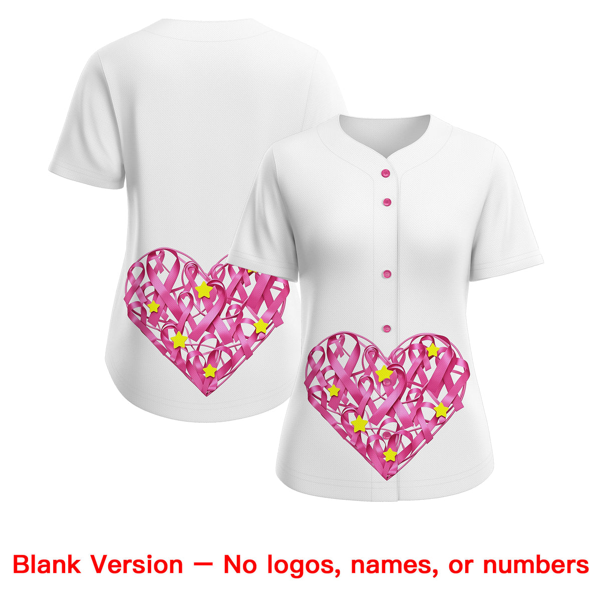 Custom White Pink Breast Cancer Awareness Month Pink Ribbon Authentic Baseball Jersey for Women| KXKSHOP