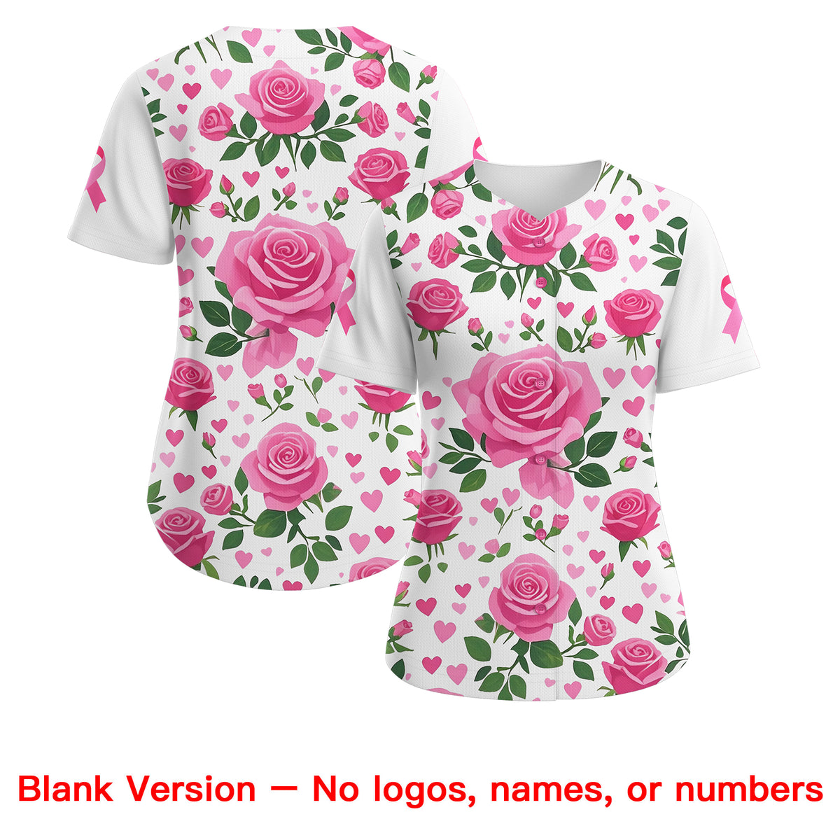 Custom White Black Breast Cancer Awareness Month Pink Ribbon Authentic Baseball Jersey for Women| KXKSHOP