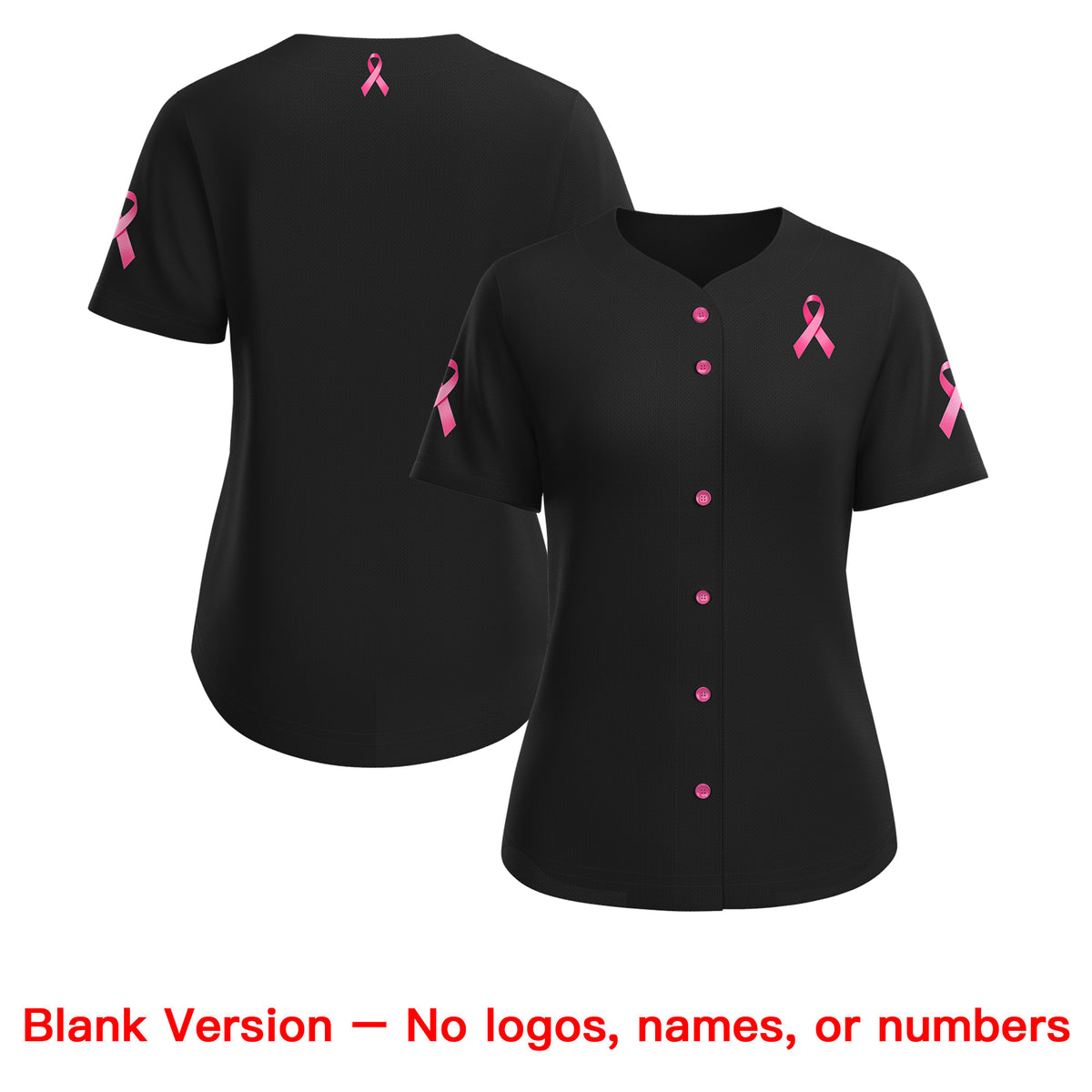 Custom Black Pink Breast Cancer Awareness Month Pink Ribbon Authentic Baseball Jersey for Women| KXKSHOP