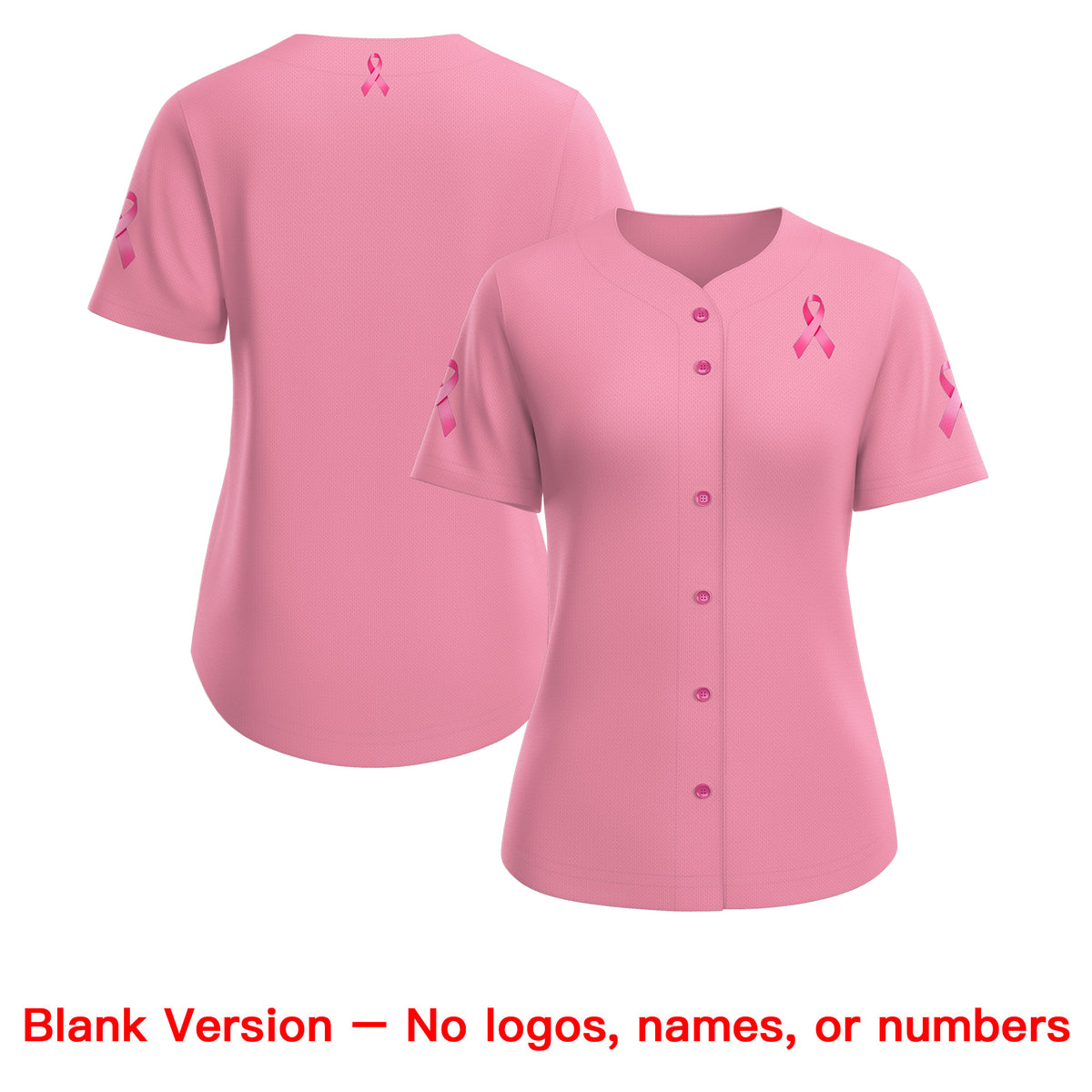 Custom Light Pink Pink Breast Cancer Awareness Month Pink Ribbon Authentic Baseball Jersey for Women| KXKSHOP