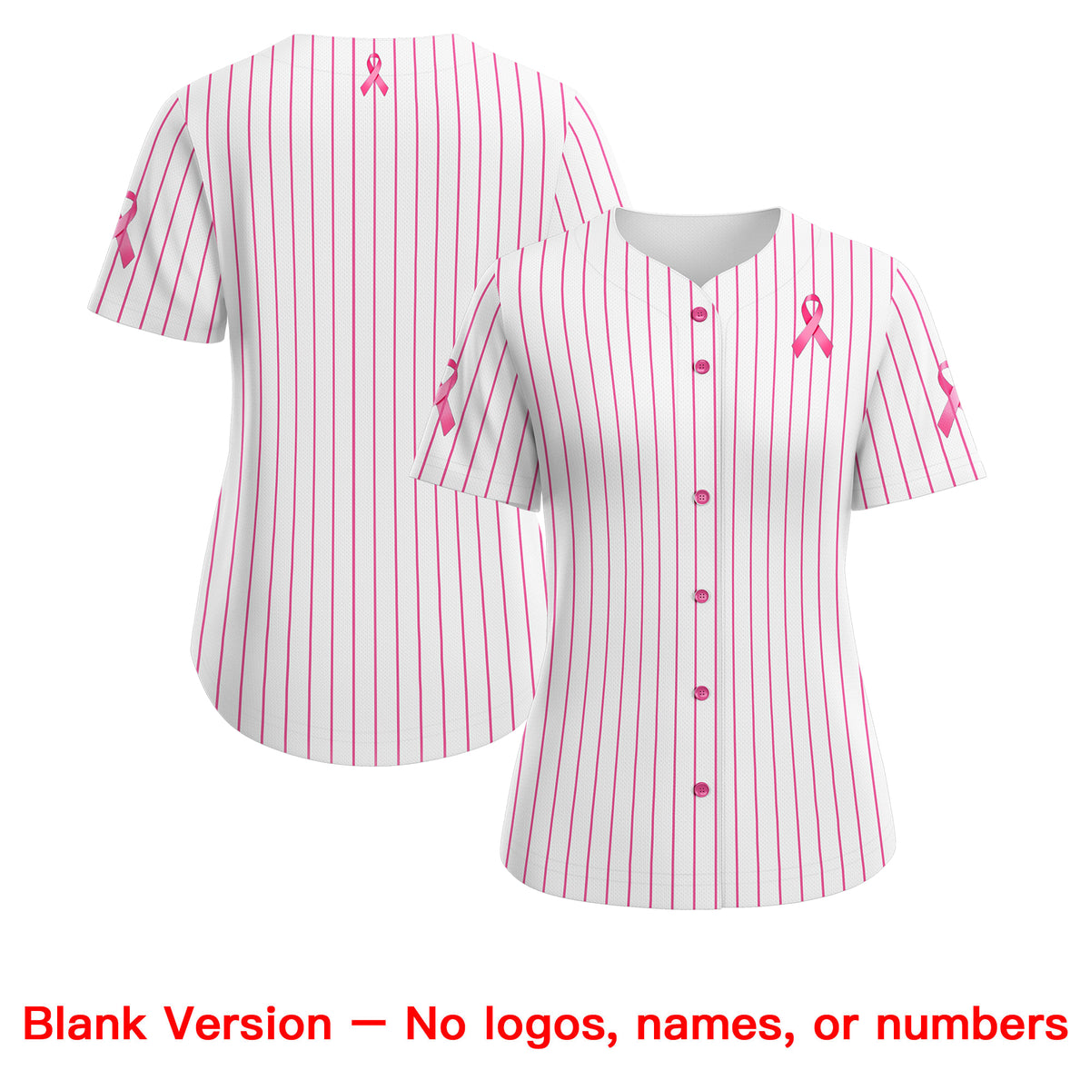 Custom White Pink Breast Cancer Awareness Month Pink Ribbon Authentic Baseball Jersey for Women| KXKSHOP