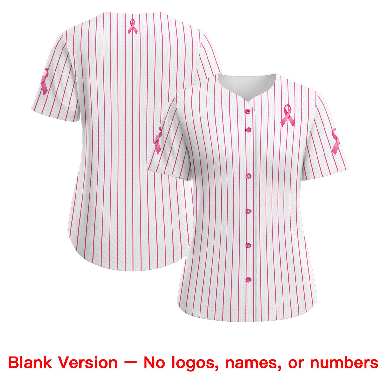 Custom White Pink Breast Cancer Awareness Month Pink Ribbon Authentic Baseball Jersey for Women| KXKSHOP