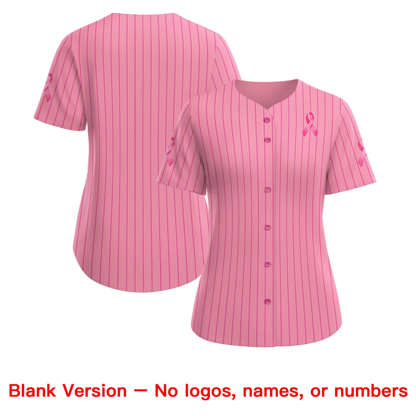 Custom Light Pink Pink Breast Cancer Awareness Month Pink Ribbon Authentic Baseball Jersey for Women| KXKSHOP