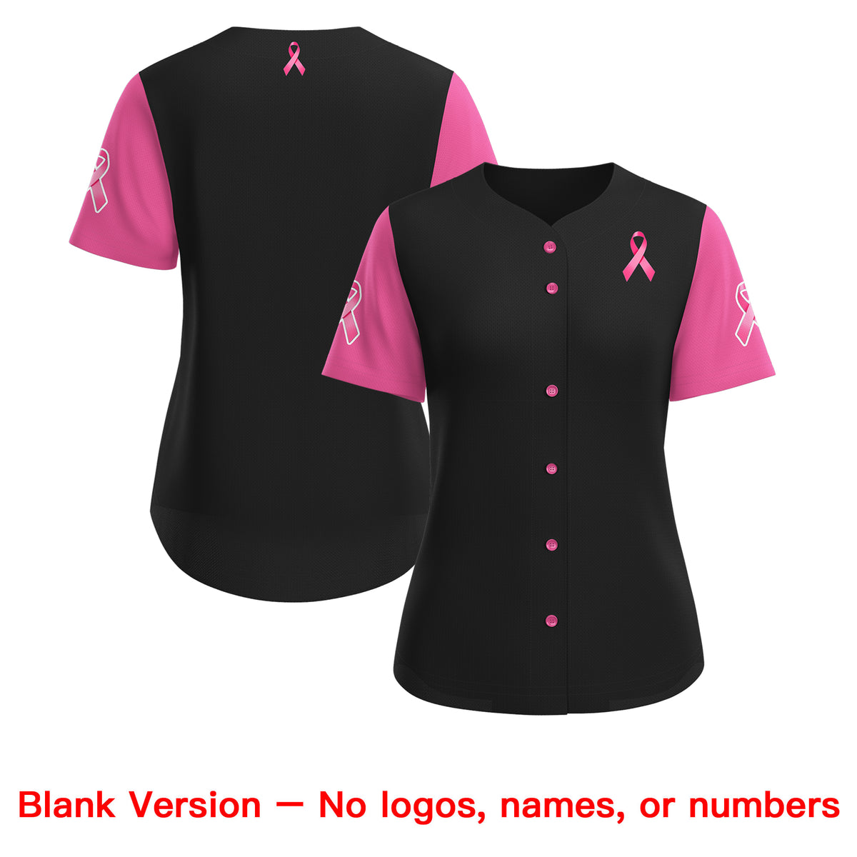 Custom Black Pink Breast Cancer Awareness Month Pink Ribbon Authentic Baseball Jersey for Women| KXKSHOP