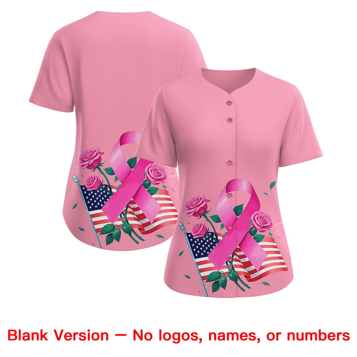 Custom Light Pink Pink Breast Cancer Awareness Month Pink Ribbon Authentic Baseball Jersey for Women