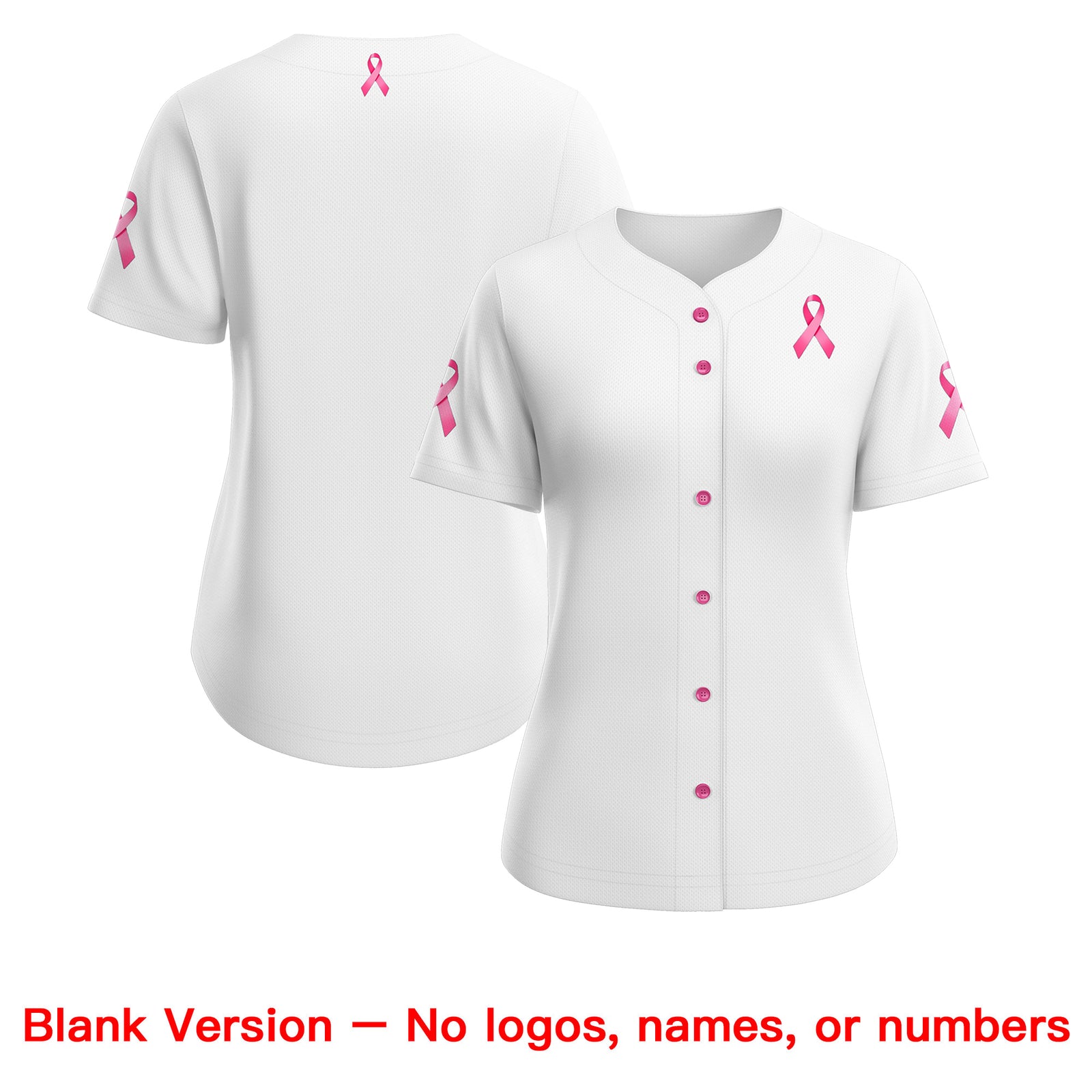 Custom White Pink Breast Cancer Awareness Month Pink Ribbon Authentic Baseball Jersey for Women
