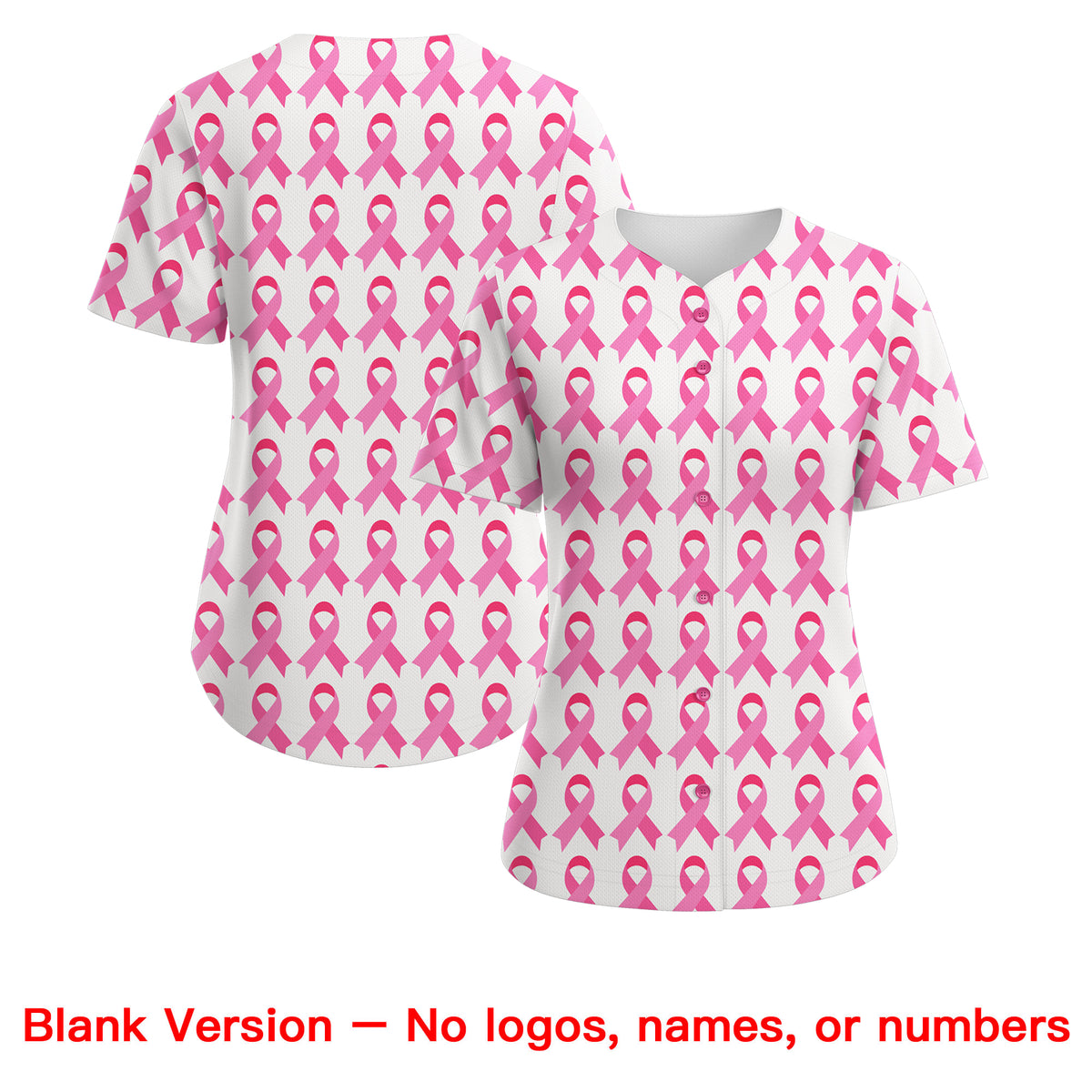 Custom White Black Breast Cancer Awareness Month Pink Ribbon Authentic Baseball Jersey for Women