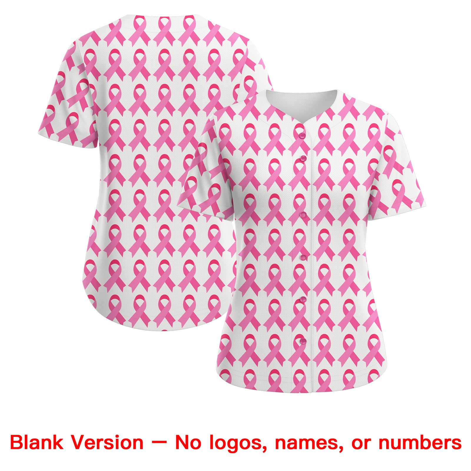Custom White Black Breast Cancer Awareness Month Pink Ribbon Authentic Baseball Jersey for Women