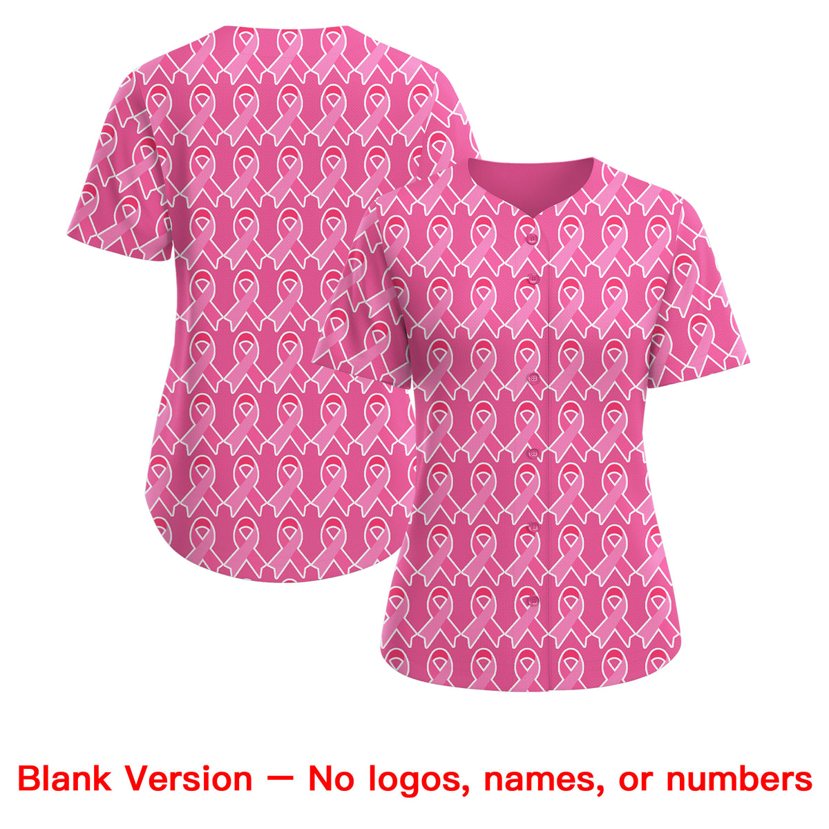 Custom Pink White Breast Cancer Awareness Month Pink Ribbon Authentic Baseball Jersey for Women