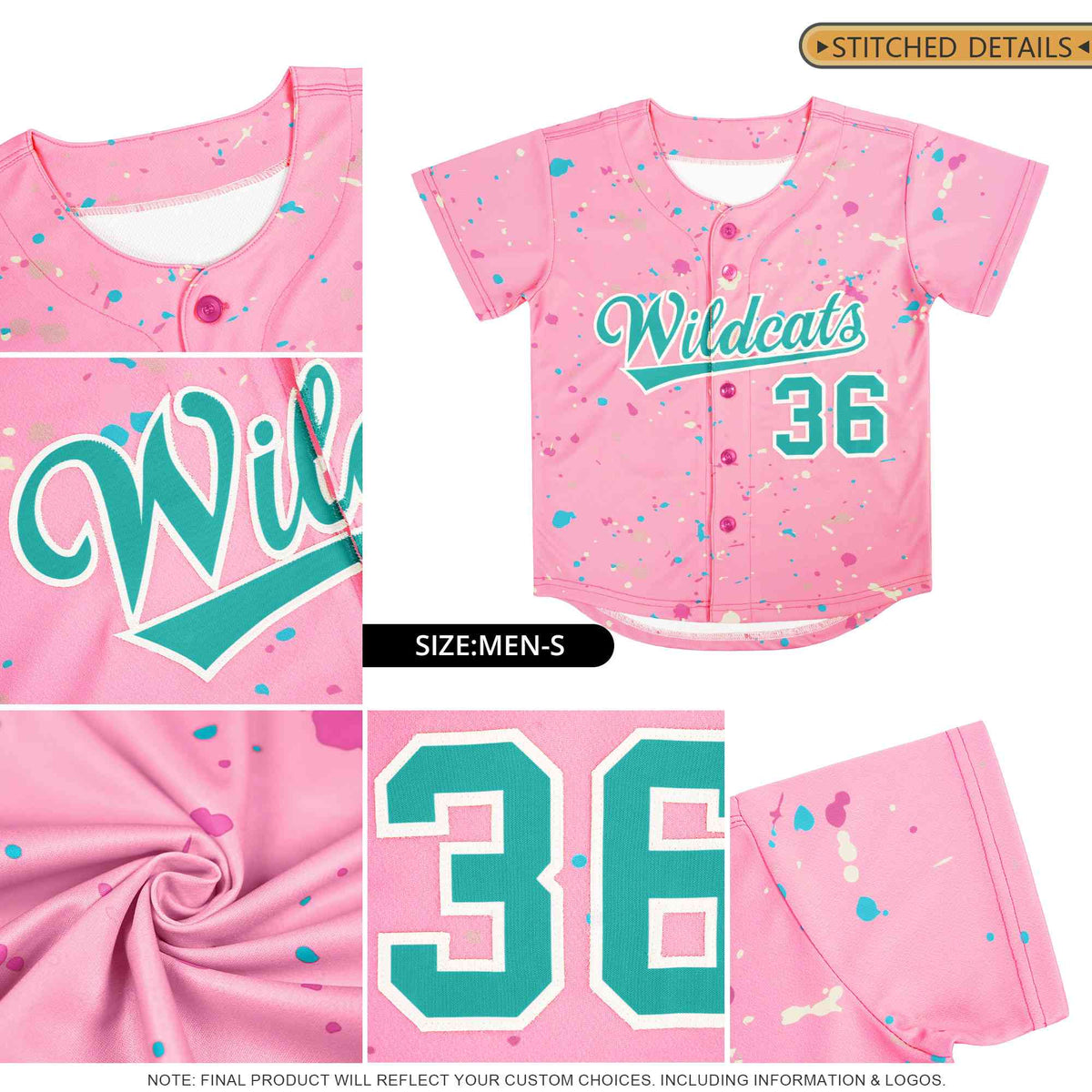 Custom Pink White Breast Cancer Awareness Month Pink Ribbon Authentic Baseball Jersey for Women