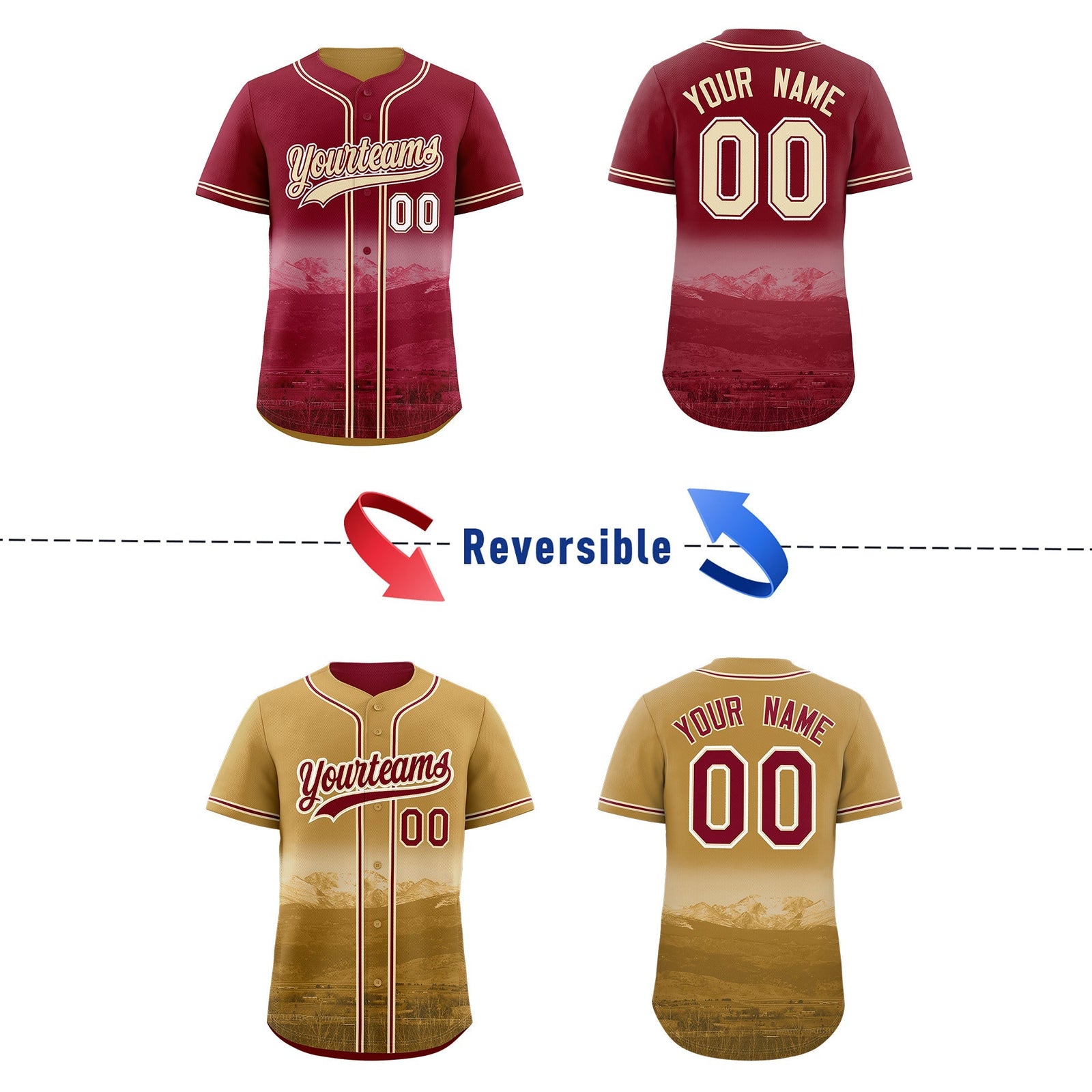 Custom Crimson Cream Reversible City Edition Graffiti Pattern Breathable Baseball Jersey| KXKSHOP