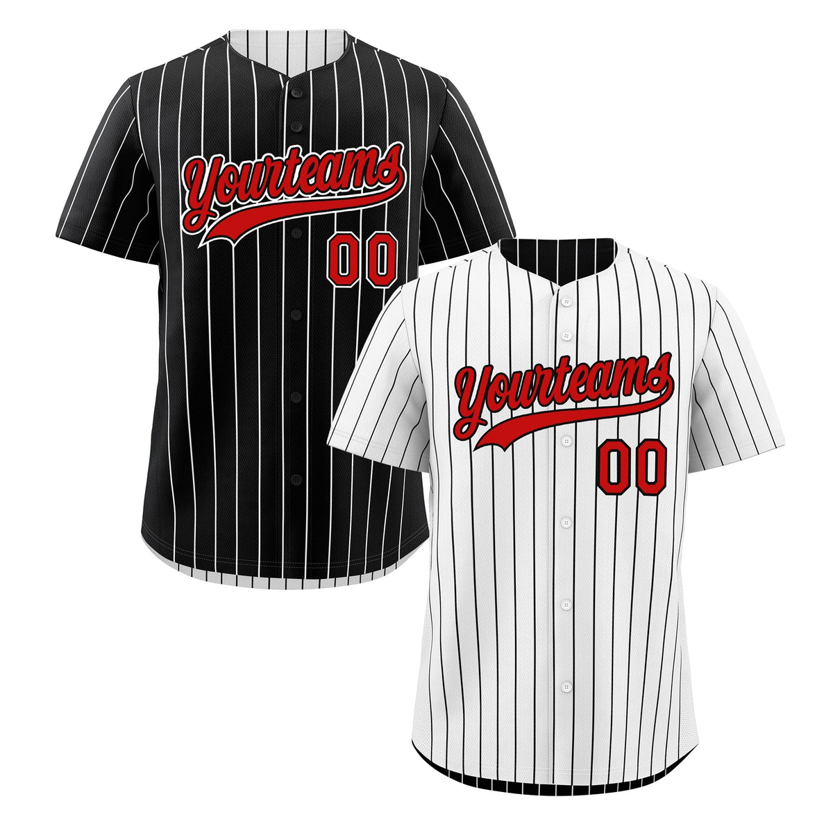 Custom Red Black White Reversible Stripe Fashion Baseball Jersey| KXKSHOP