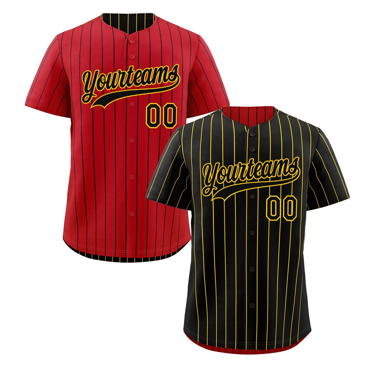 Custom Black Gold Reversible Stripe Fashion Baseball Jersey| KXKSHOP