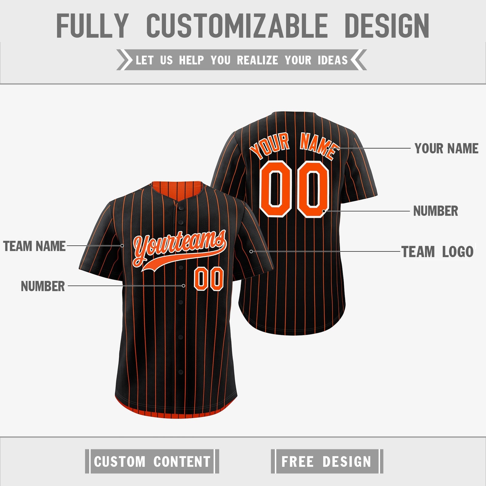 Custom Orange White Black Reversible Stripe Fashion Baseball Jersey| KXKSHOP