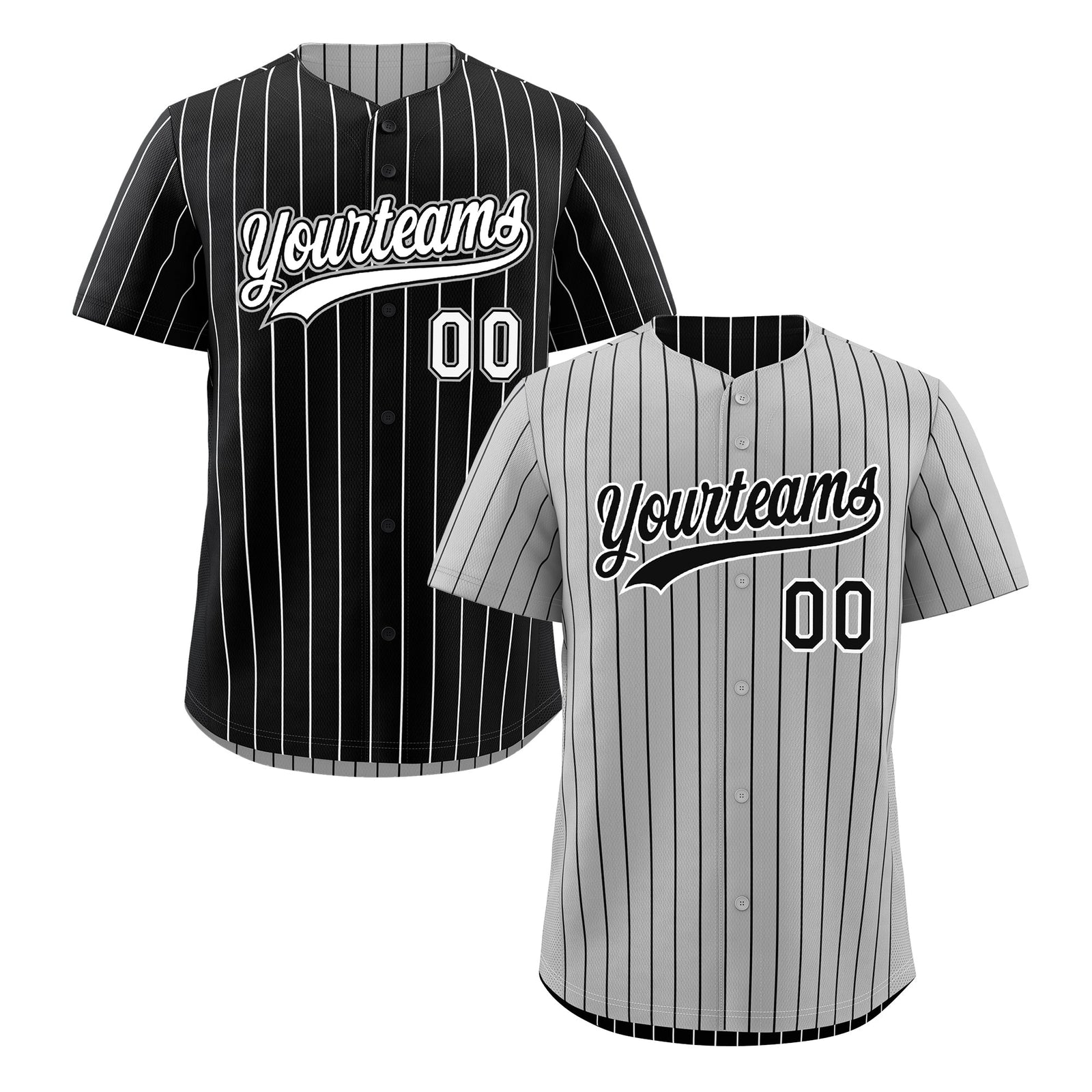 Custom Black White Reversible Stripe Fashion Baseball Jersey| KXKSHOP