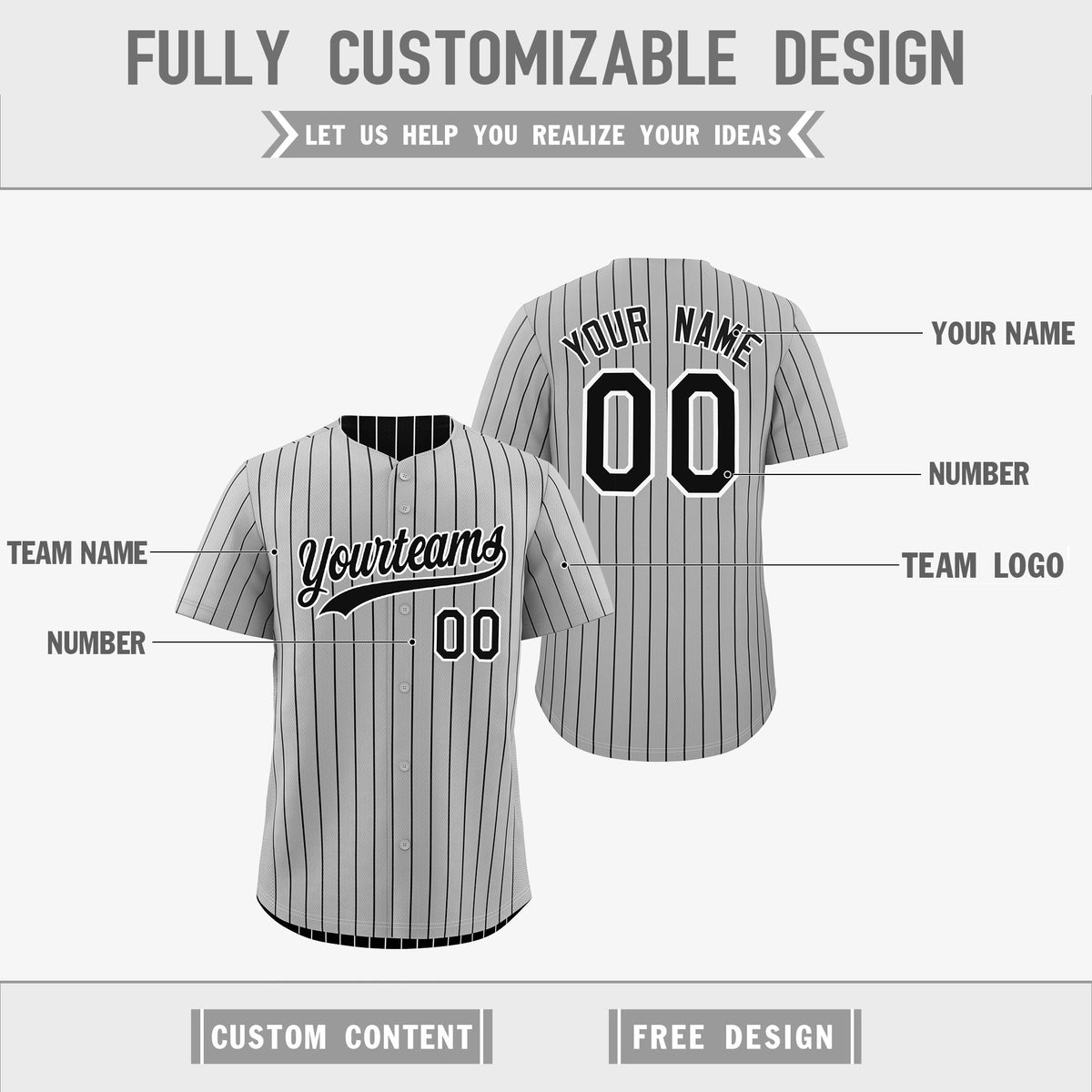 Custom Black White Reversible Stripe Fashion Baseball Jersey| KXKSHOP
