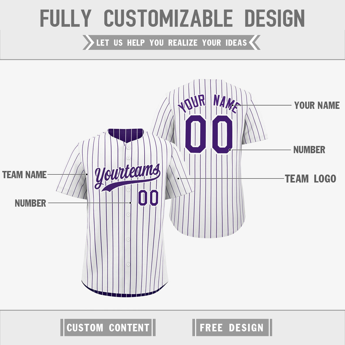 Custom Purple White Reversible Stripe Fashion Baseball Jersey| KXKSHOP
