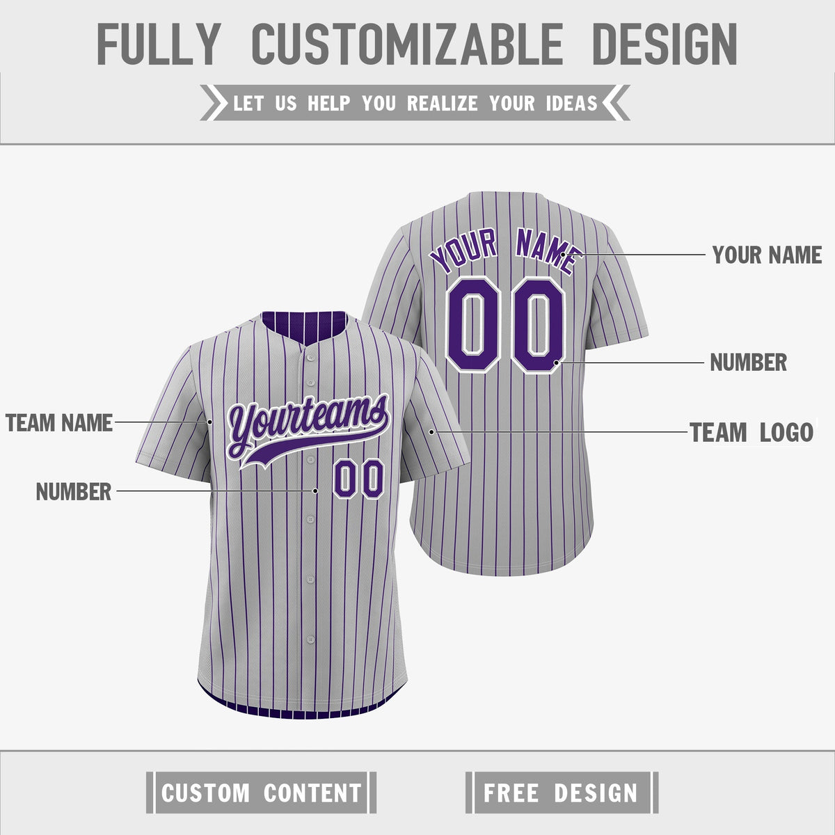 Custom Purple White Reversible Stripe Fashion Baseball Jersey| KXKSHOP