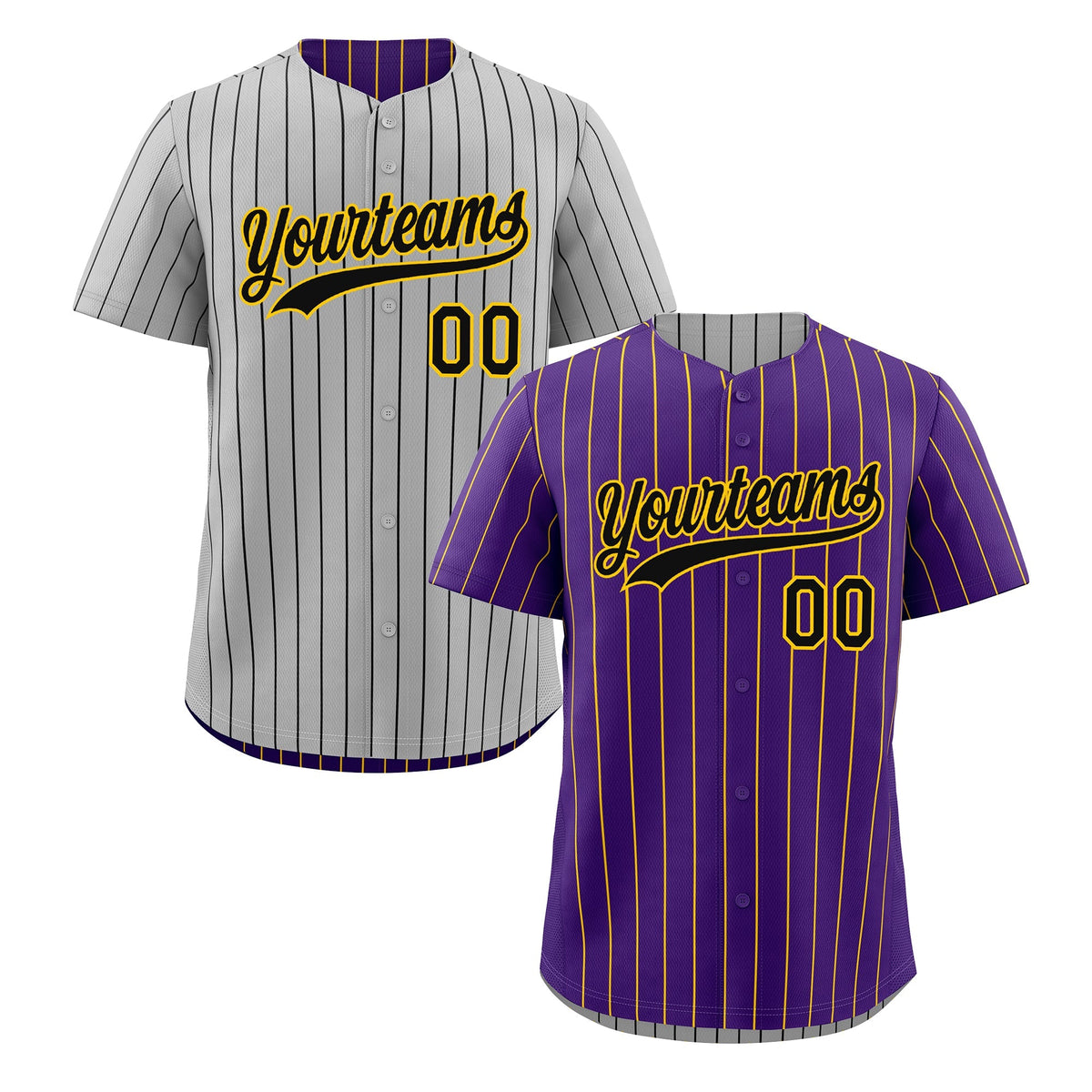 Custom Black Gold Reversible Stripe Fashion Baseball Jersey| KXKSHOP