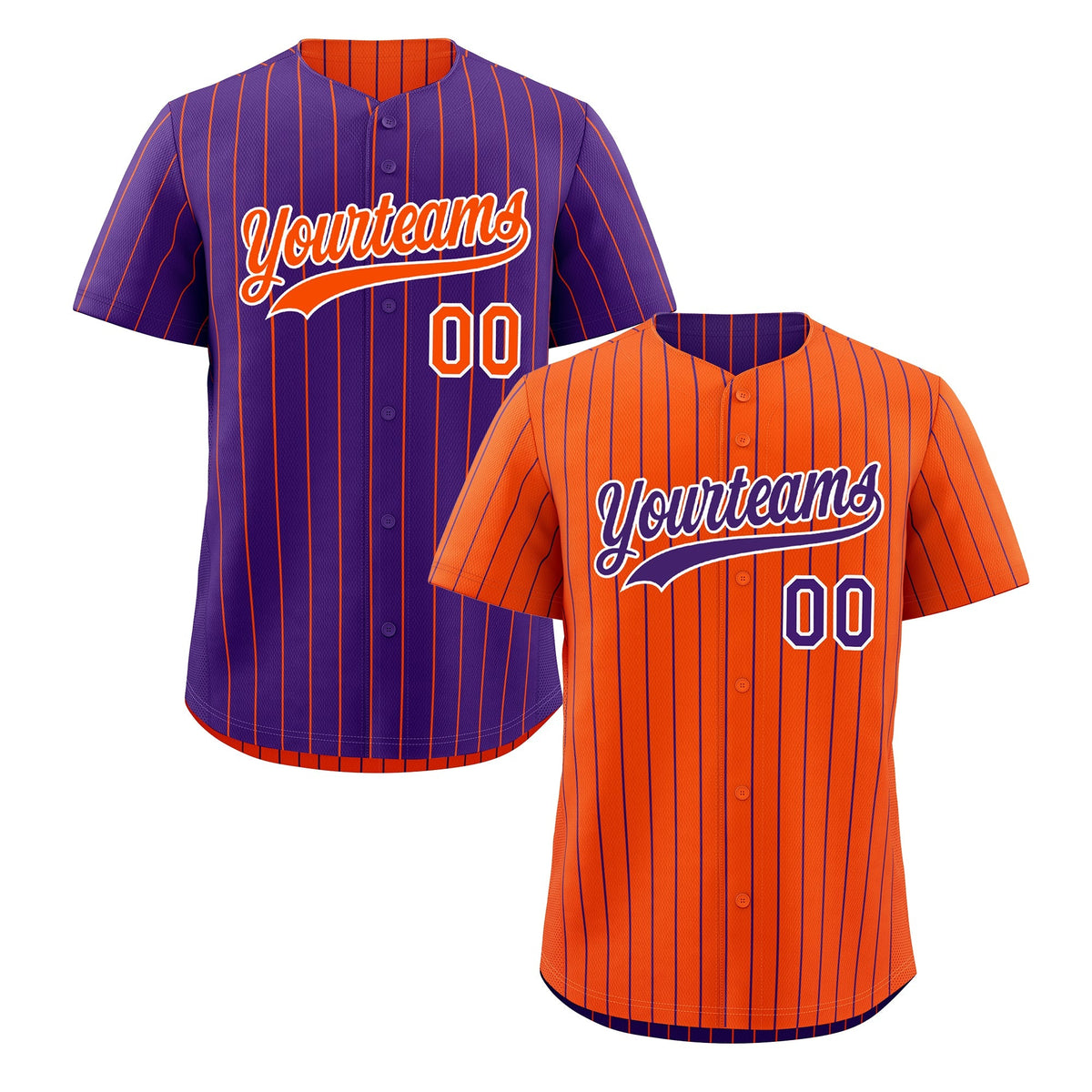 Custom Purple White Orange Reversible Stripe Fashion Baseball Jersey| KXKSHOP