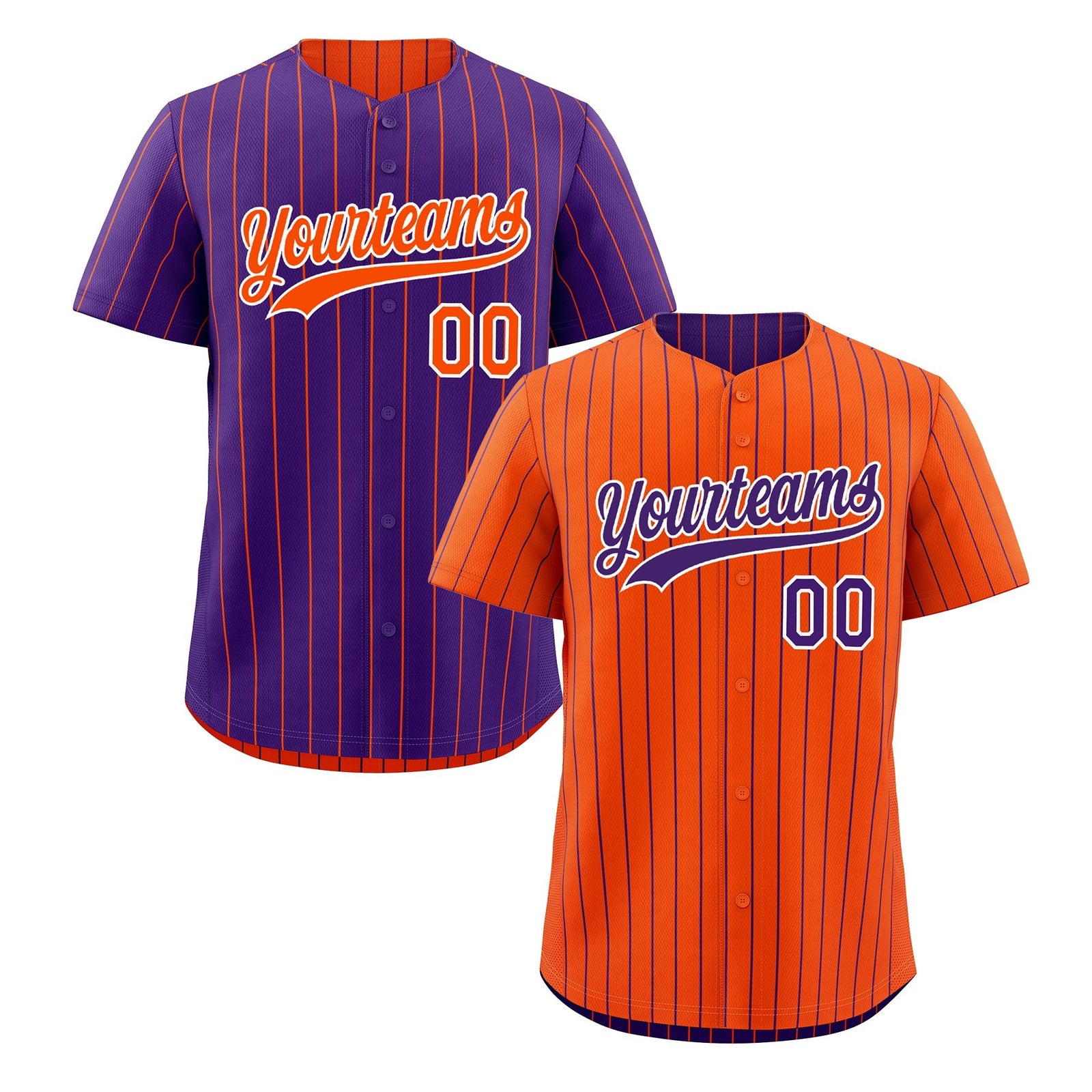 Custom Purple White Orange Reversible Stripe Fashion Baseball Jersey| KXKSHOP