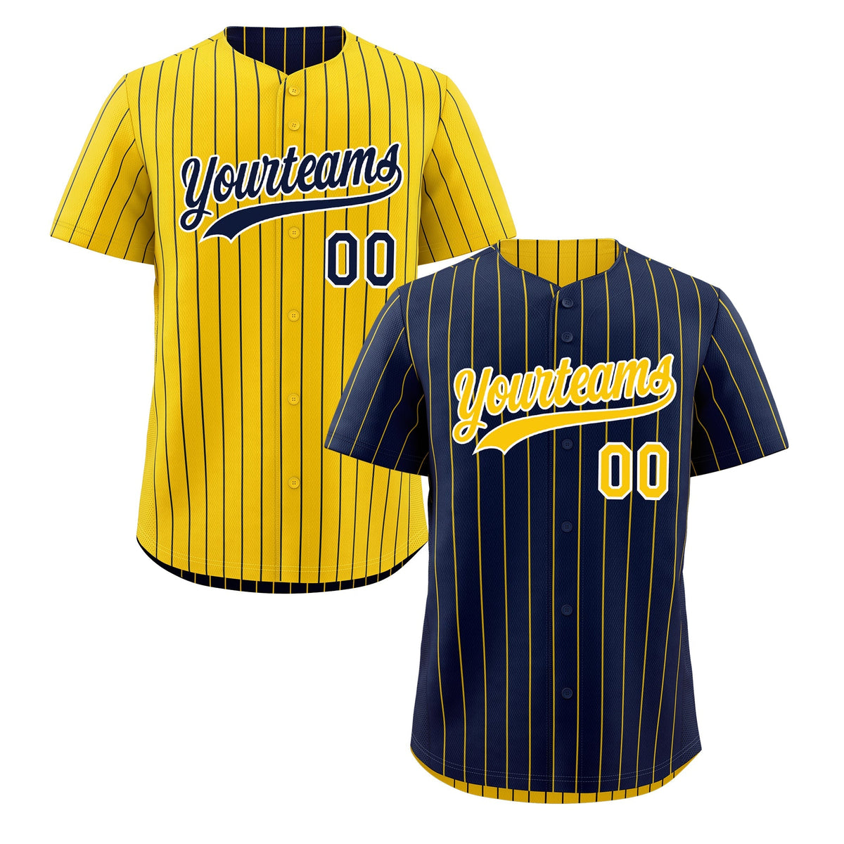 Custom Gold White Navy Reversible Stripe Fashion Baseball Jersey| KXKSHOP