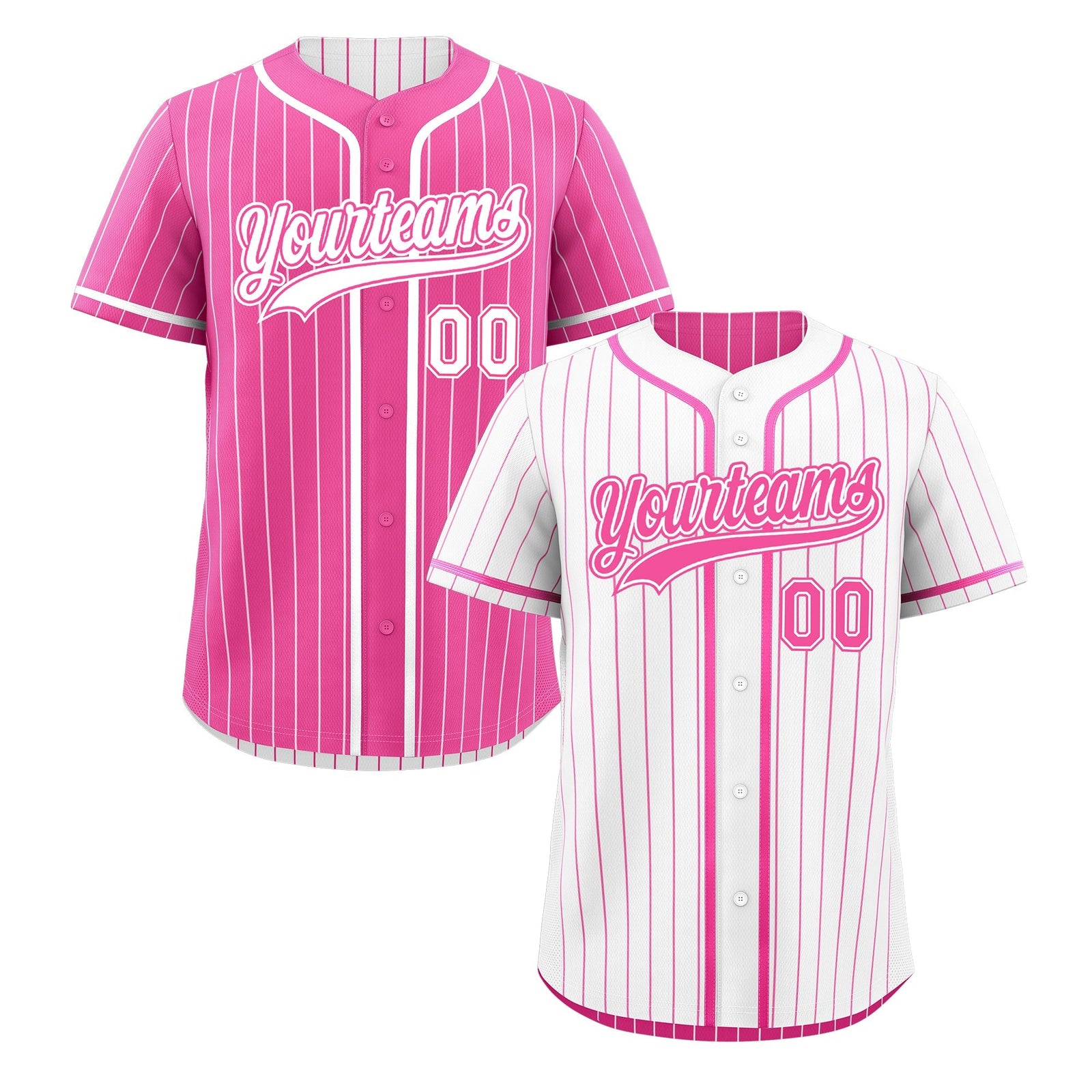 Custom Pink White Reversible Stripe Fashion Baseball Jersey| KXKSHOP