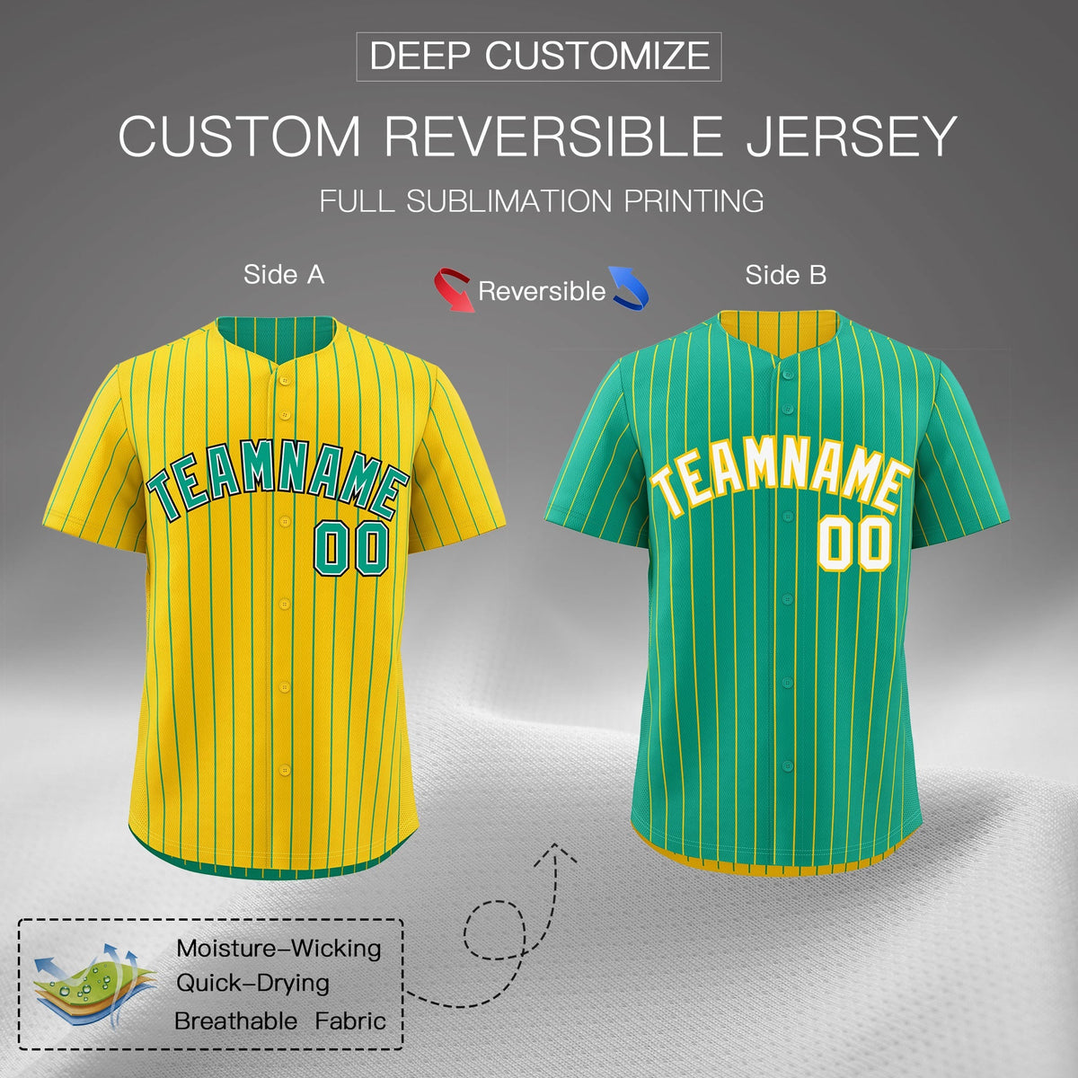 Custom Green White Black Reversible Stripe Fashion Baseball Jersey| KXKSHOP