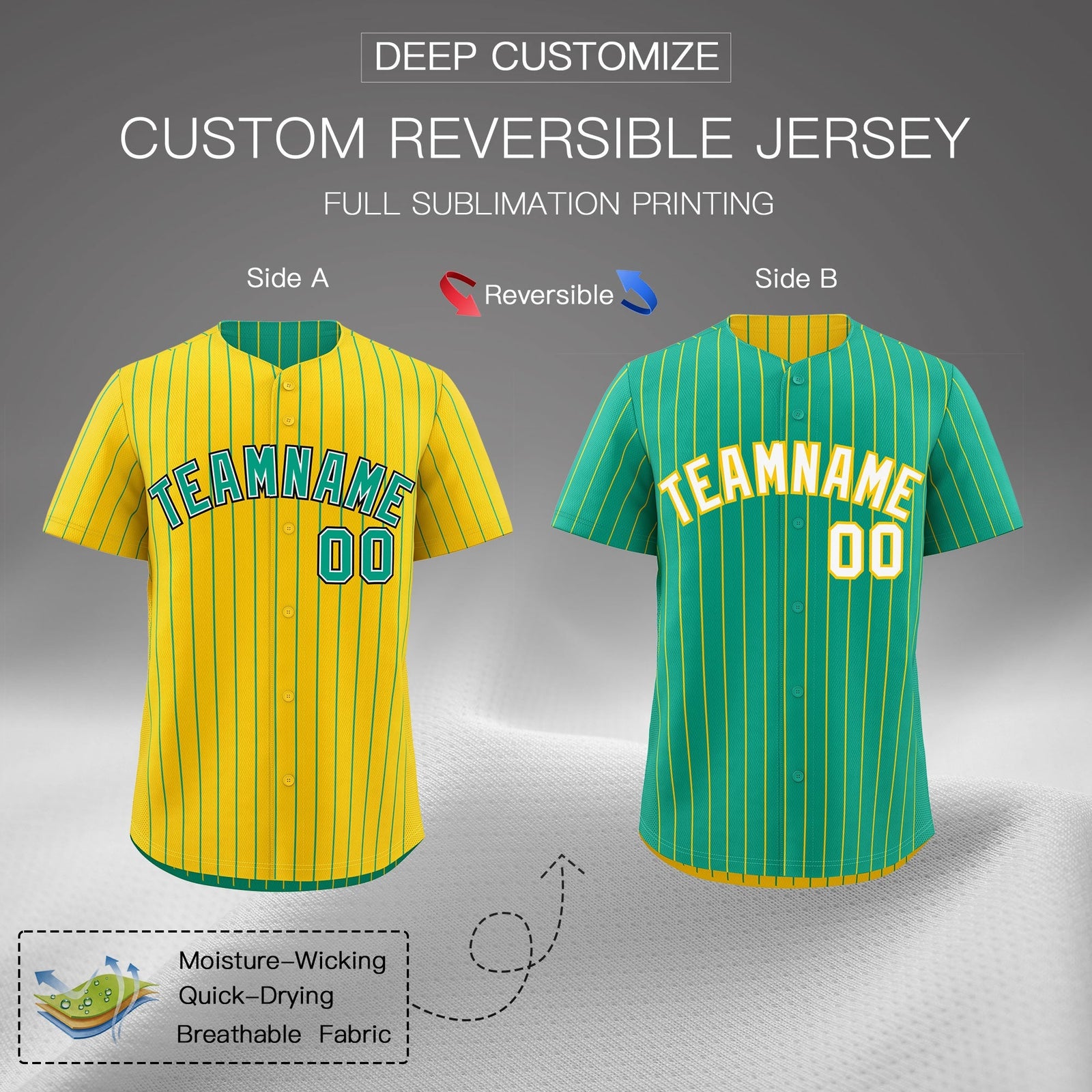 Custom Green White Black Reversible Stripe Fashion Baseball Jersey| KXKSHOP