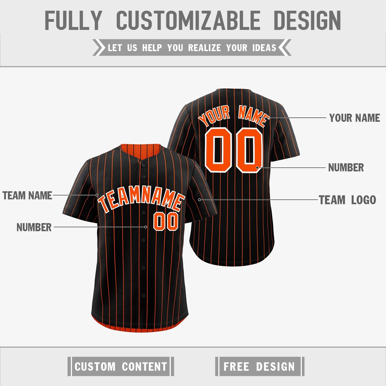 Custom Orange White Black Reversible Stripe Fashion Baseball Jersey| KXKSHOP