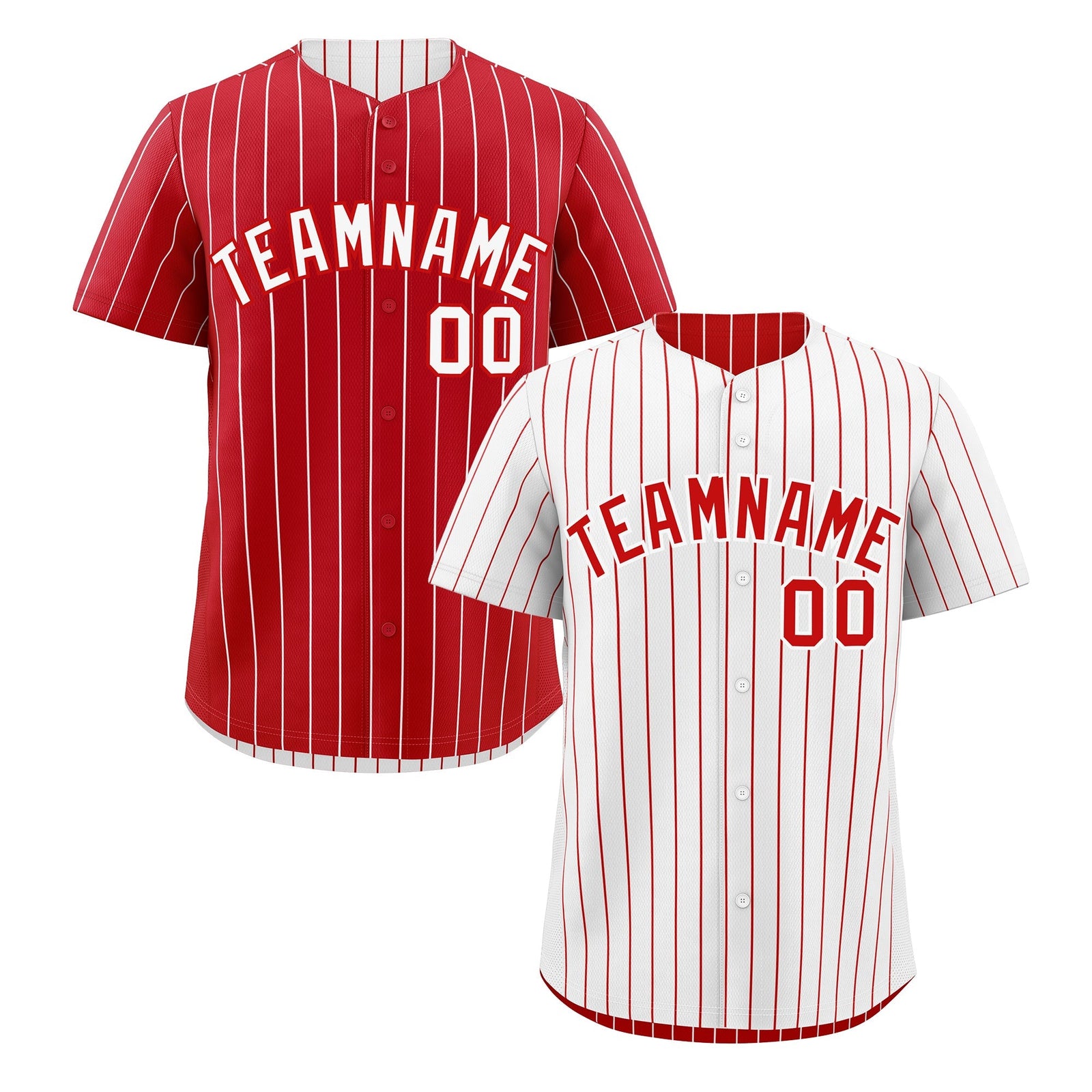 Custom Red White Reversible Stripe Fashion Baseball Jersey| KXKSHOP