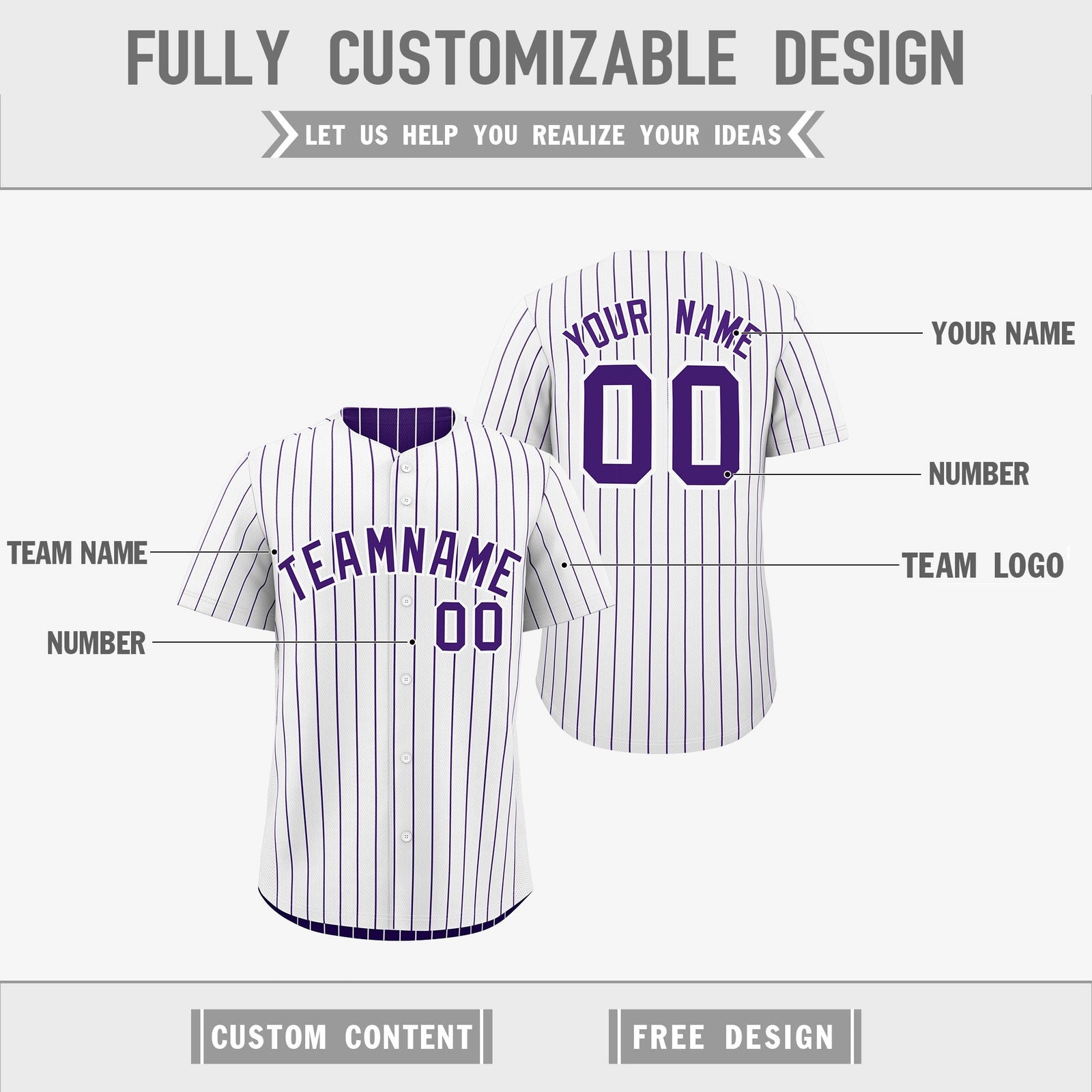 Custom Purple White Reversible Stripe Fashion Baseball Jersey| KXKSHOP