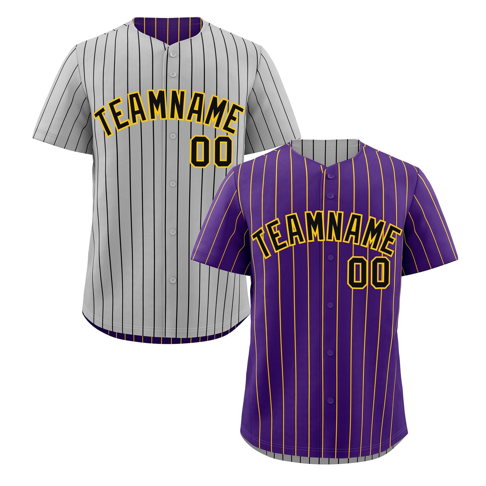 Custom Black Gold Reversible Stripe Fashion Baseball Jersey| KXKSHOP