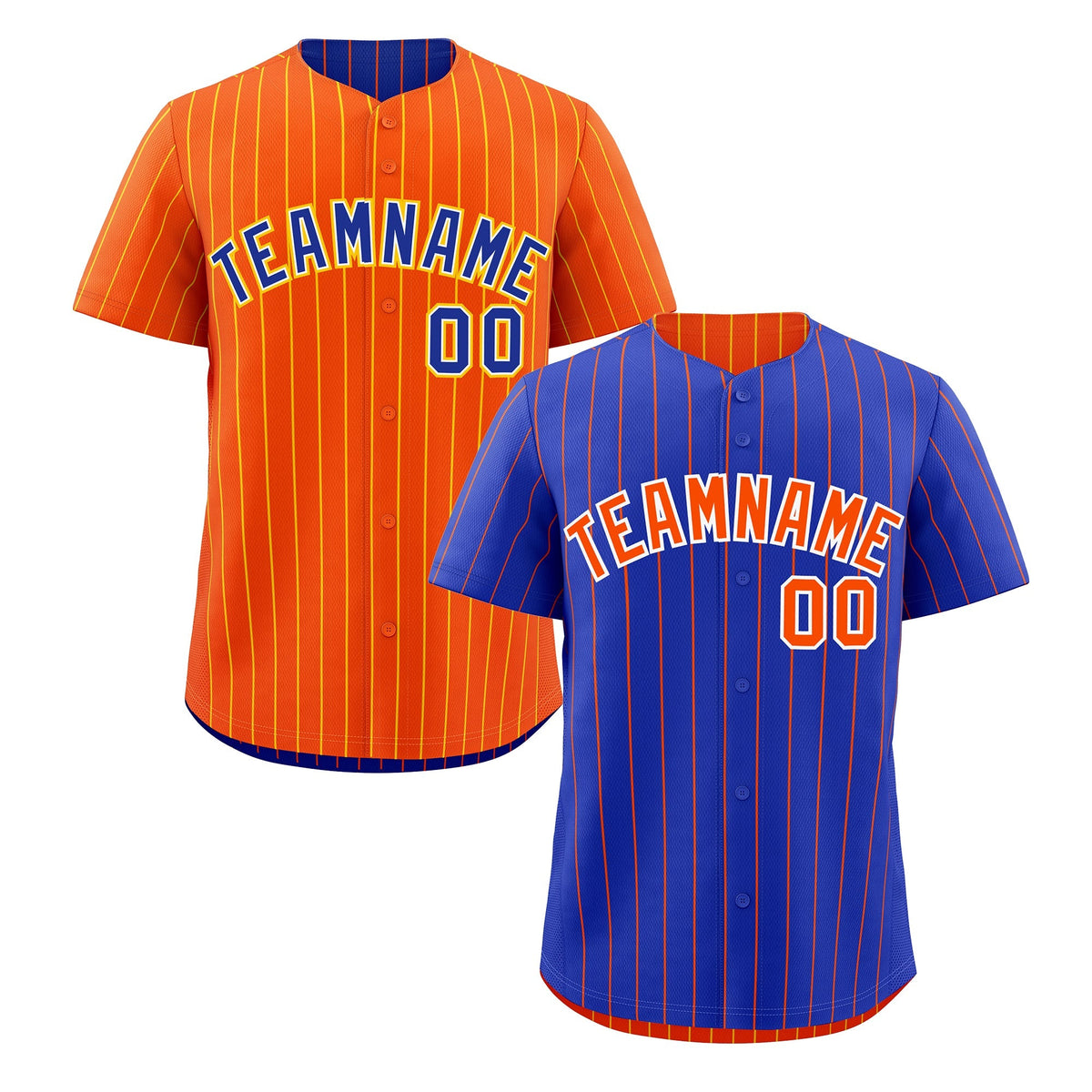 Custom Orange White Royal Blue Reversible Stripe Fashion Baseball Jersey| KXKSHOP