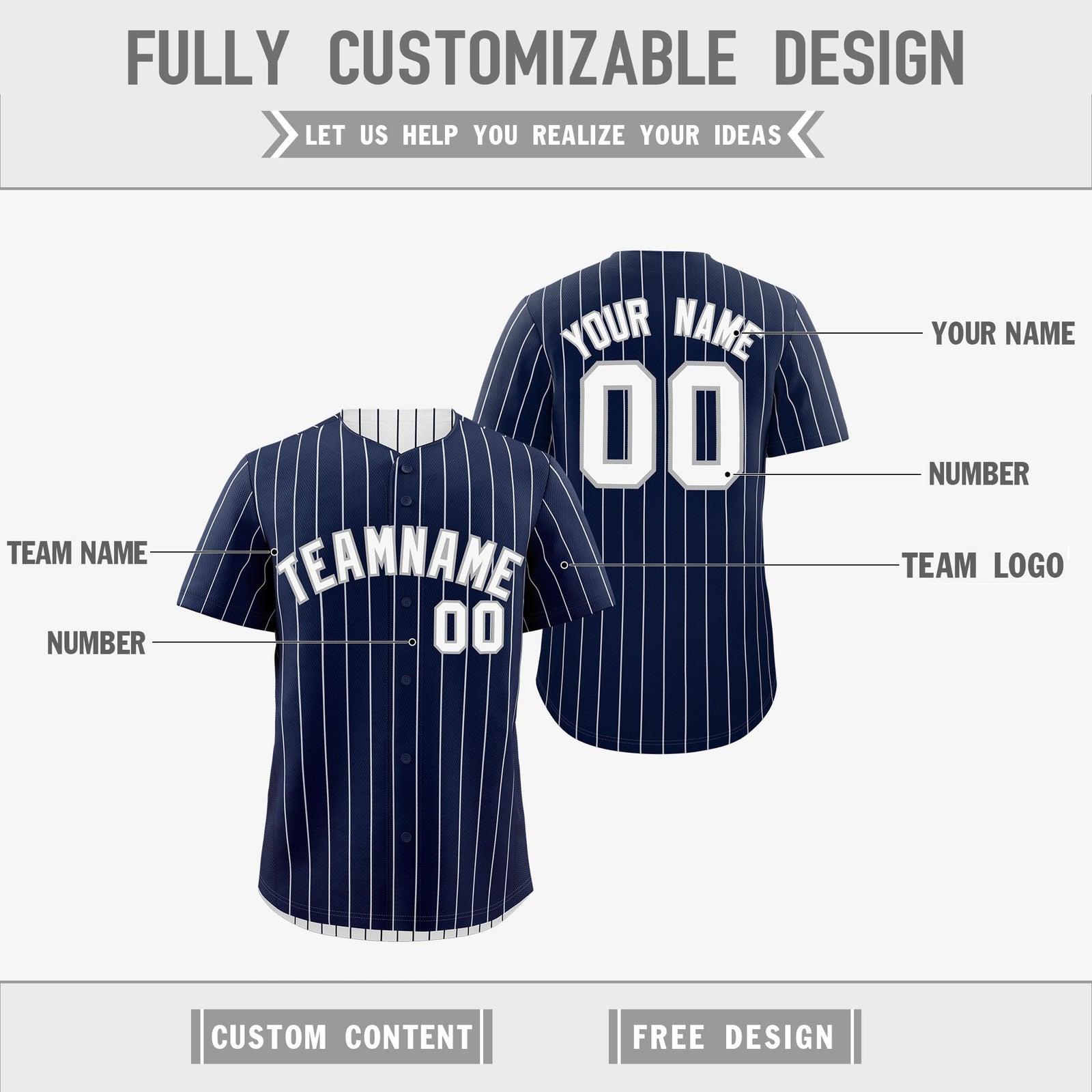 Custom White Navy Reversible Stripe Fashion Baseball Jersey| KXKSHOP