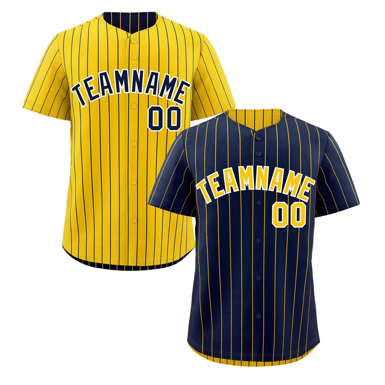 Custom Gold White Navy Reversible Stripe Fashion Baseball Jersey| KXKSHOP