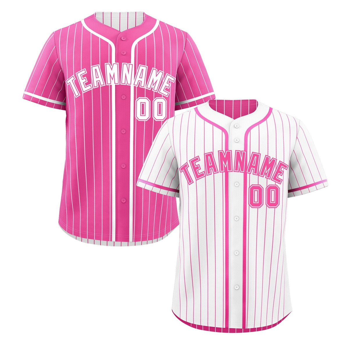 Custom Pink White Reversible Stripe Fashion Baseball Jersey| KXKSHOP