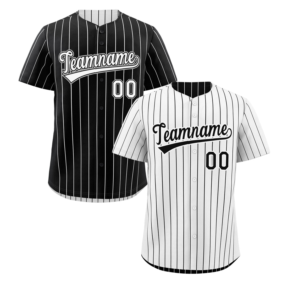 Custom Black White Reversible Stripe Fashion Baseball Jersey| KXKSHOP