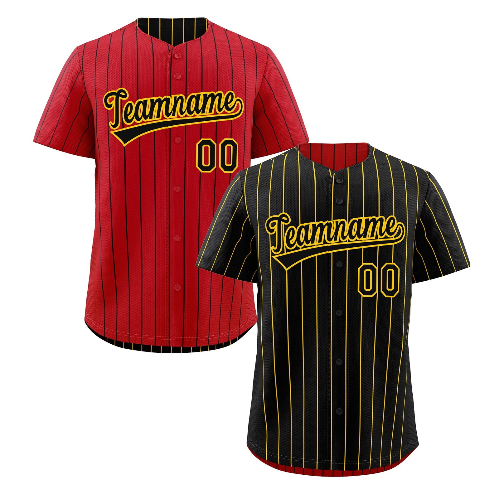 Custom Black Gold Reversible Stripe Fashion Baseball Jersey| KXKSHOP