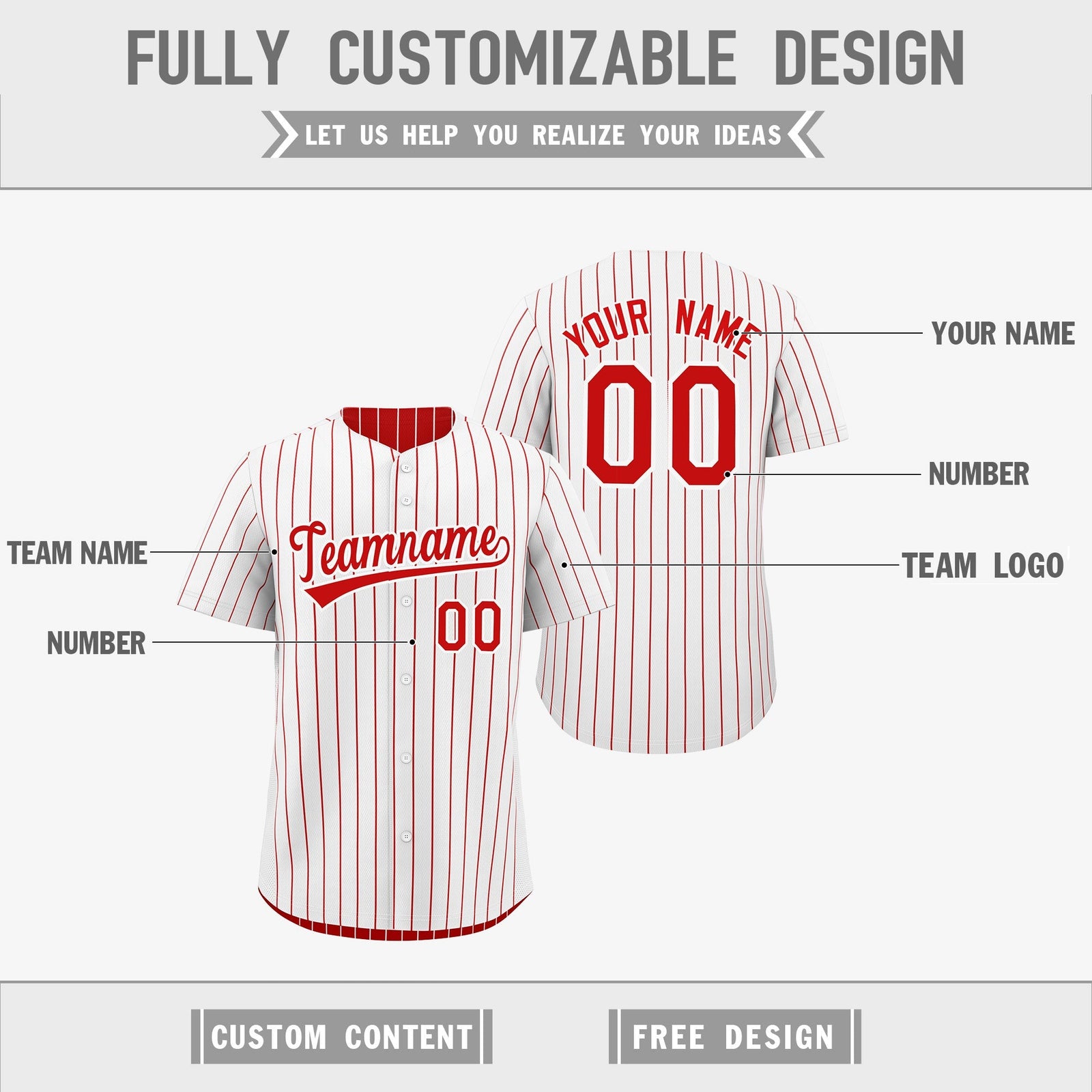 Custom Red White Reversible Stripe Fashion Baseball Jersey| KXKSHOP